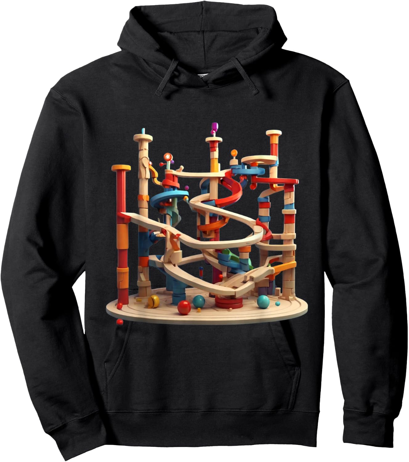 Marble Run Graphic Design Hoodie - Hoodie | Black