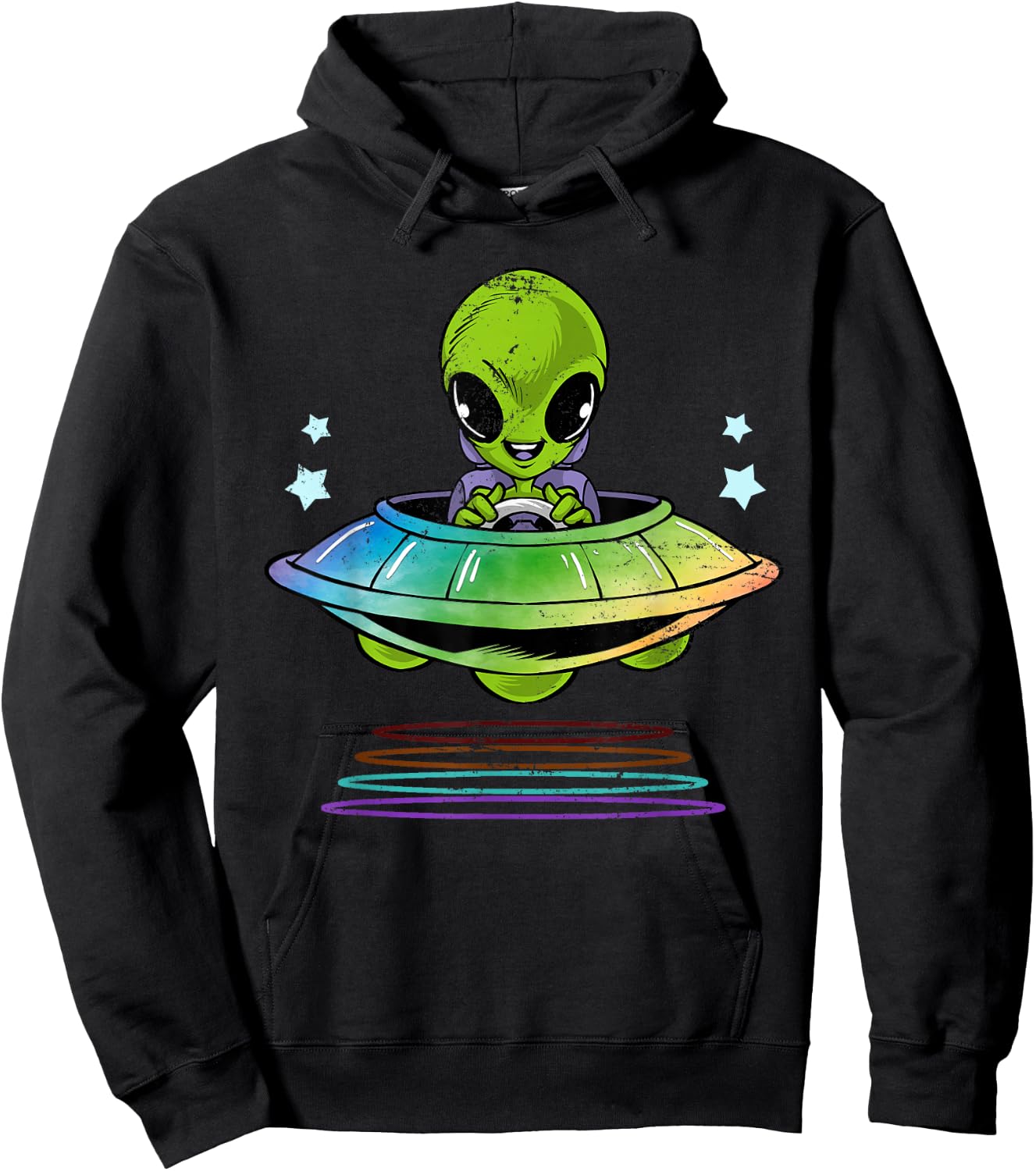 Kids Gift Cute UFO Alien Hoodie - Hoodie | Black