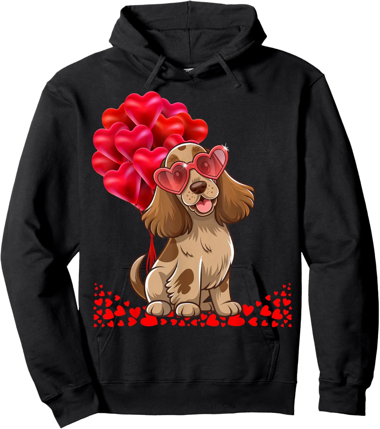 Cocker Spaniel Dog Valentine's Day Heart Men Women Matching Hoodie - Hoodie | Black