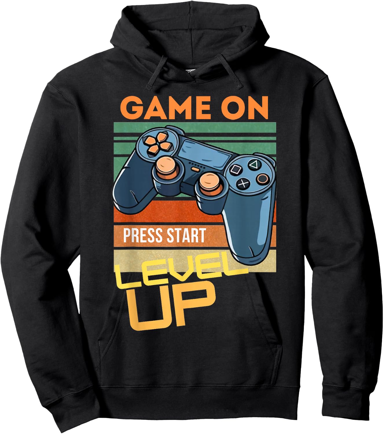 Game On Press Start Level Up Hoodie - Hoodie | Black