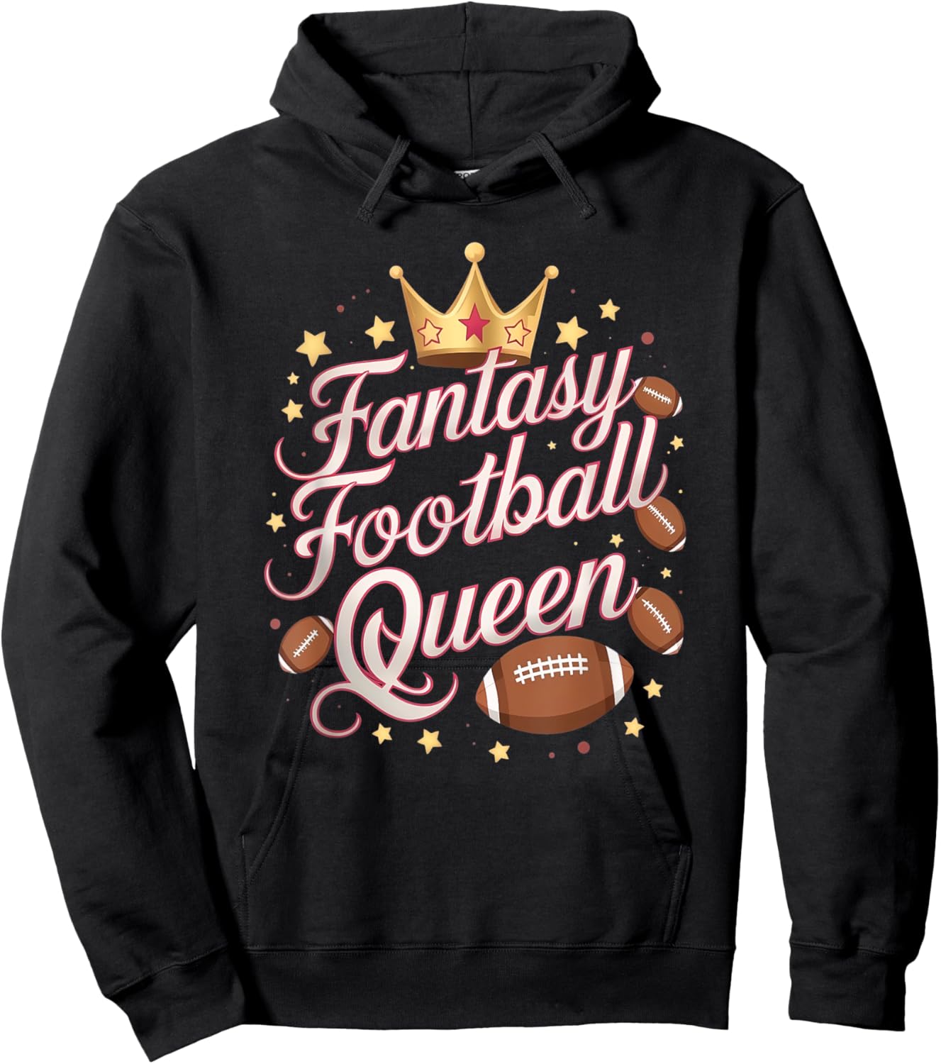 Fantasy Football Queen Funny Girls Hoodie - Hoodie | Black