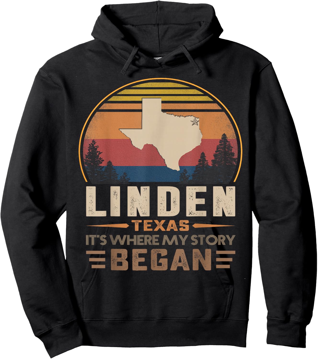 Vintage Linden Texas Hometown My Story Began Hoodie - Hoodie | Black