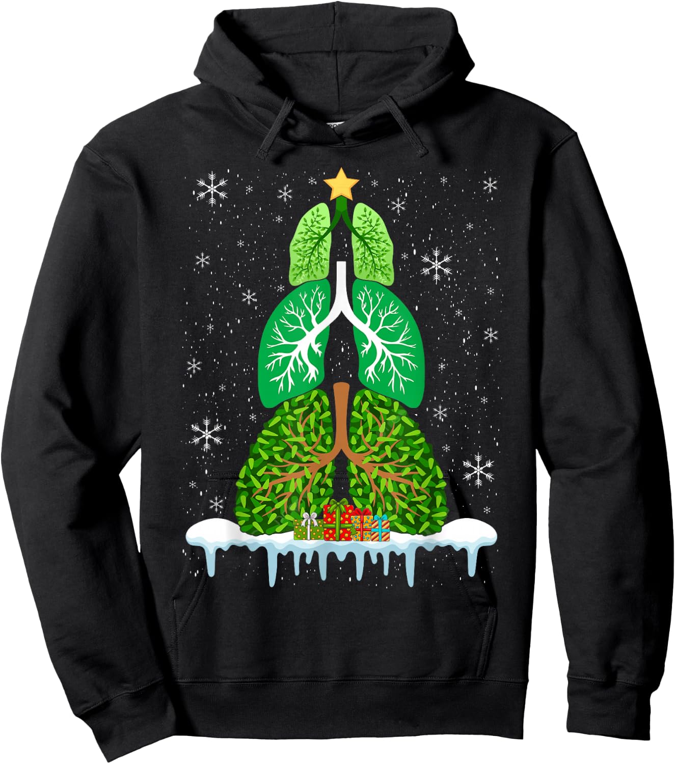 Lung Christmas Tree Respiratory Therapy Xmas Therapist Hoodie - Hoodie | Black
