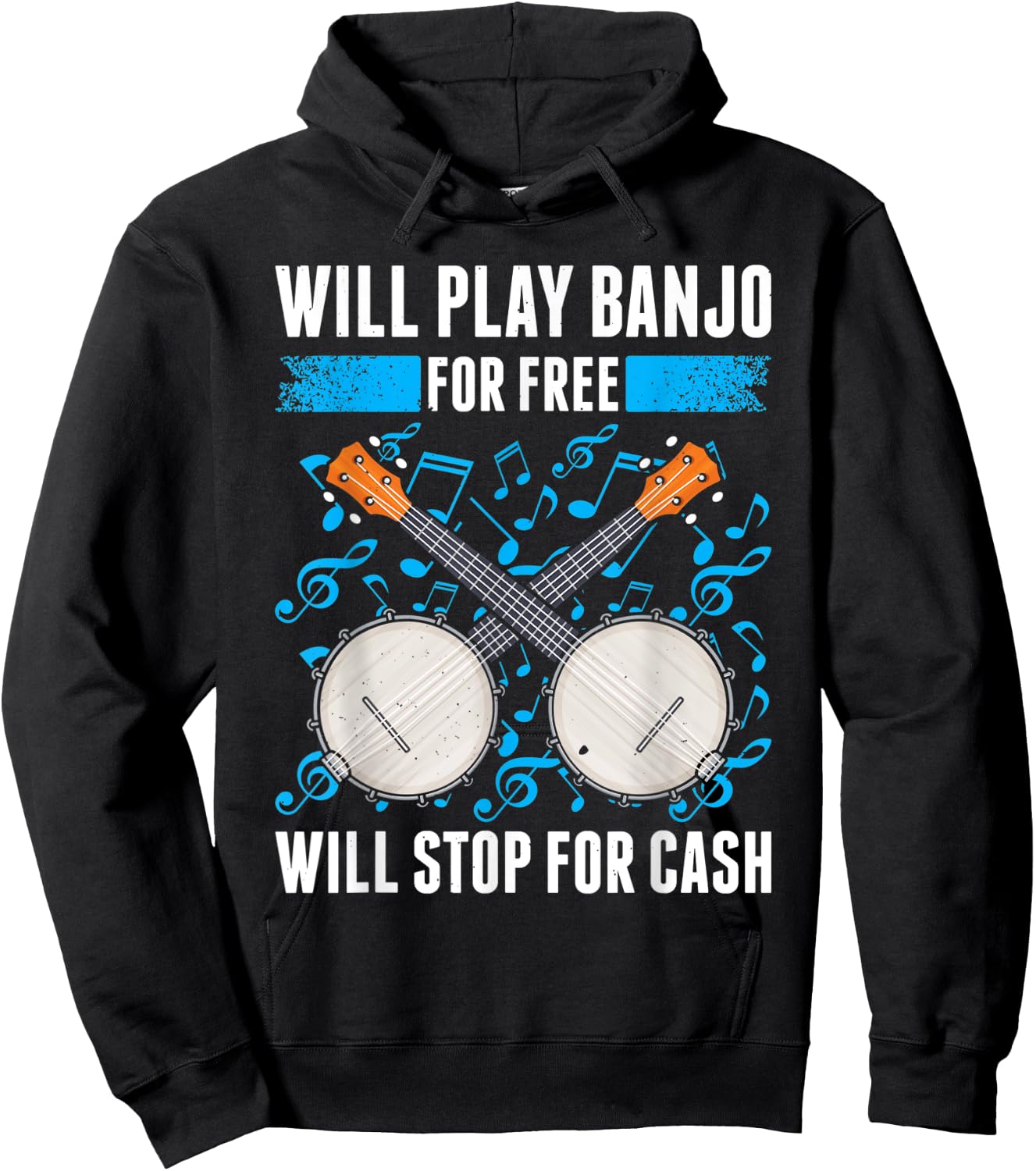 Banjo Playing Banjo Player Banjo Teacher Bluegrass Music Hoodie - Hoodie | Black