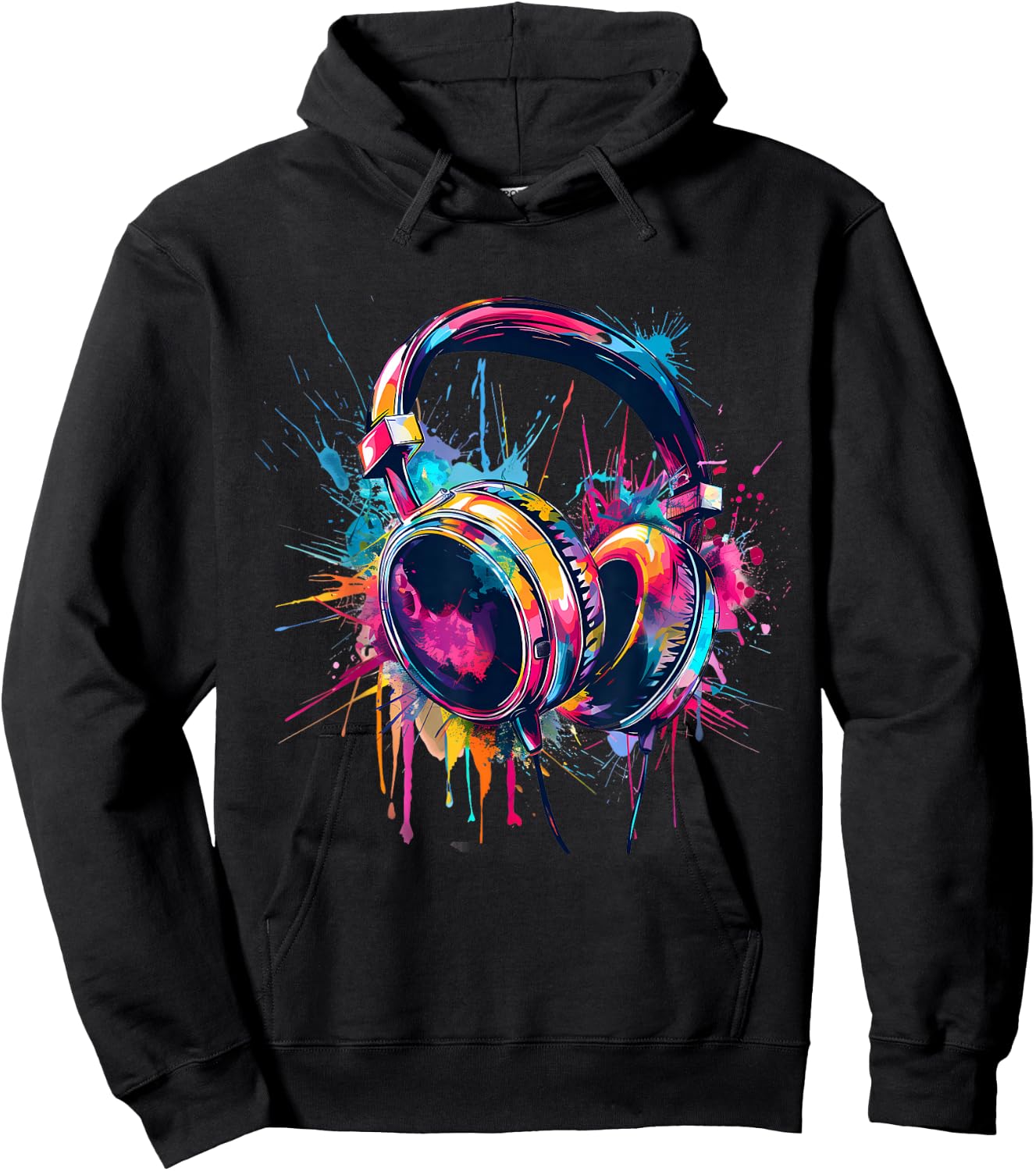 Headphones Music DJ Beatmaker Artwork Dance Music Splash Hoodie - Hoodie | Black