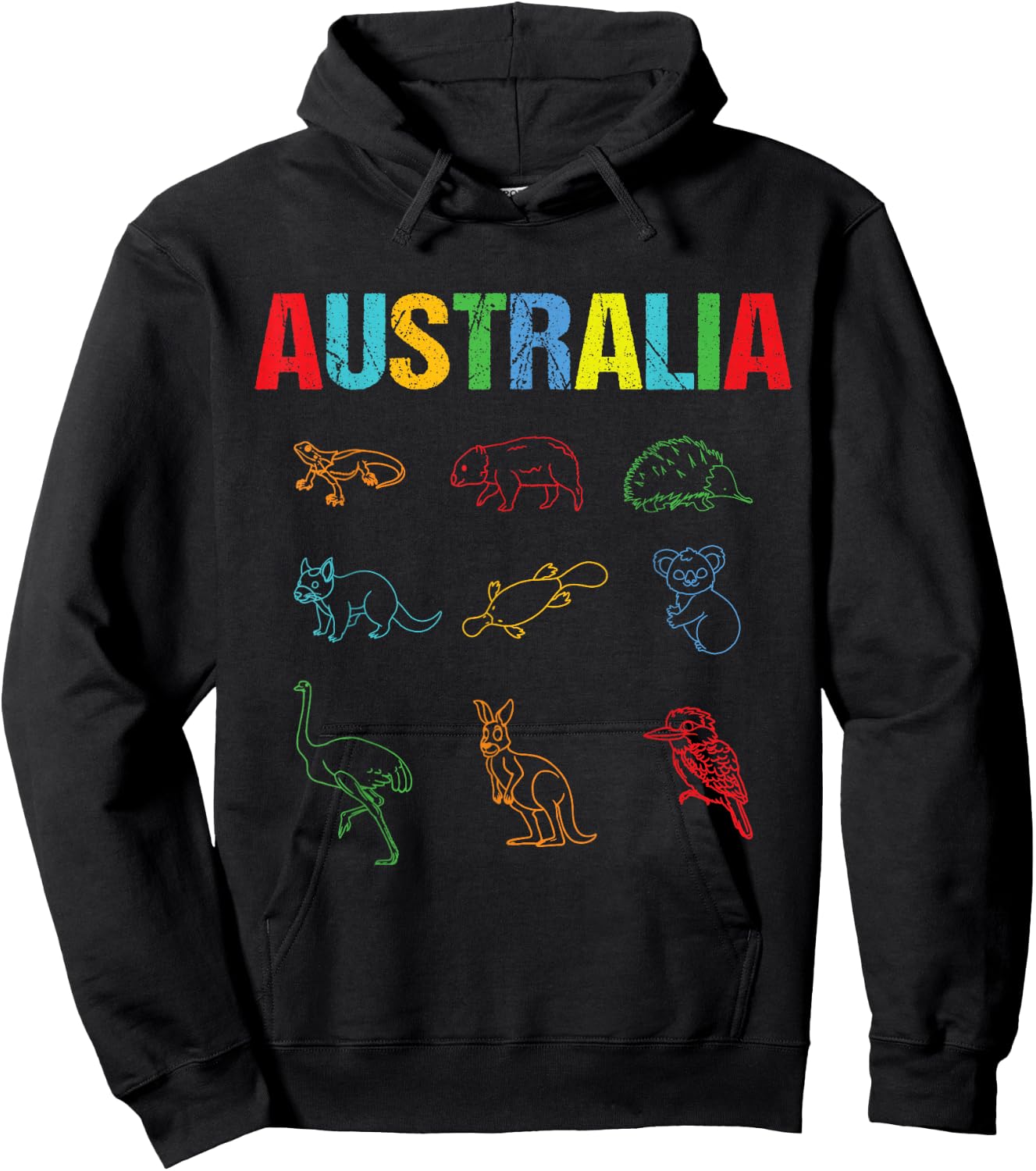 Animals Of Australia Australia Day Australian Kangaroo Hoodie - Hoodie | Black