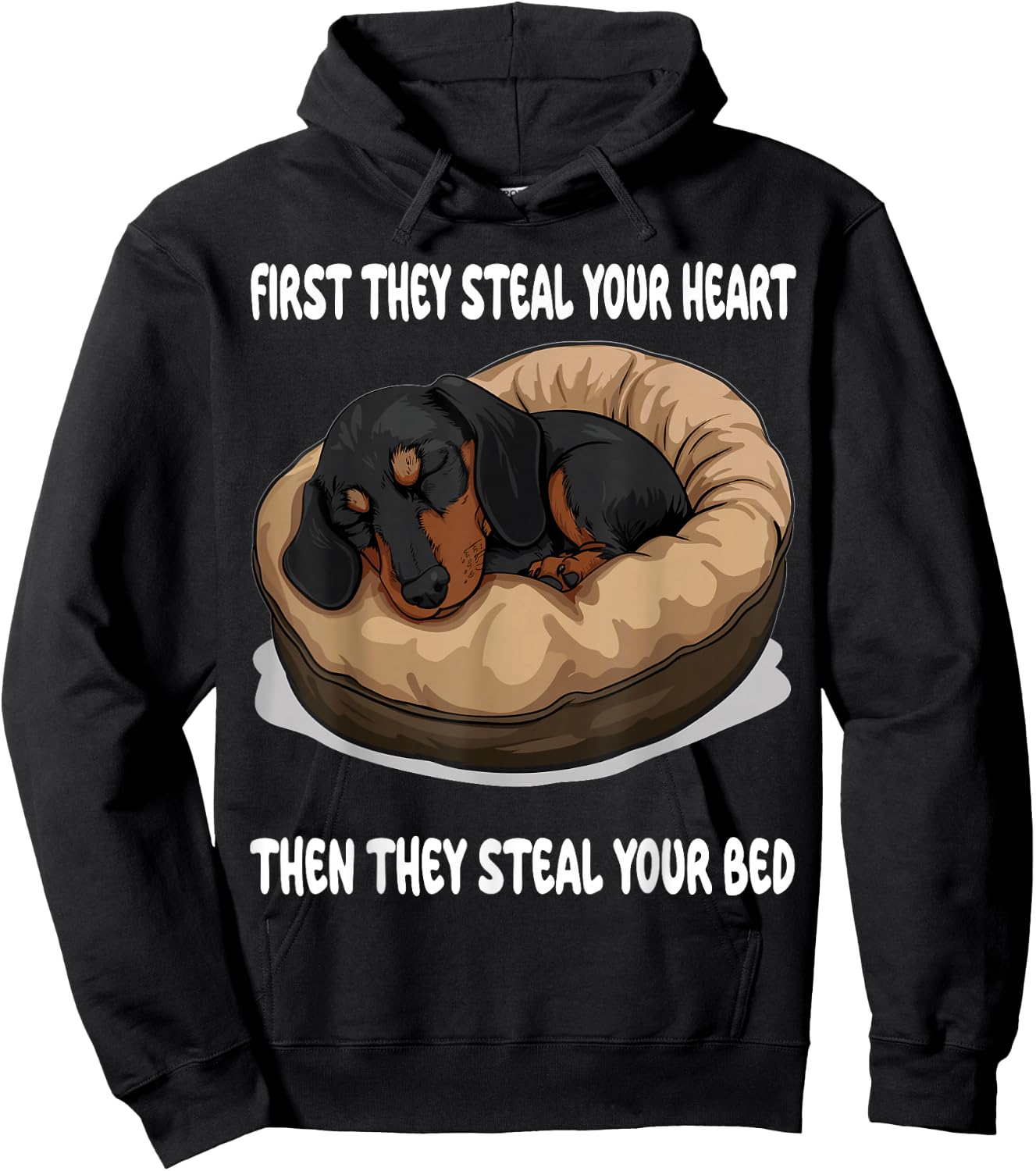 Dachshund Wiener Doxie Sleeping Pajamas Nightgown Hoodie - Hoodie | Black