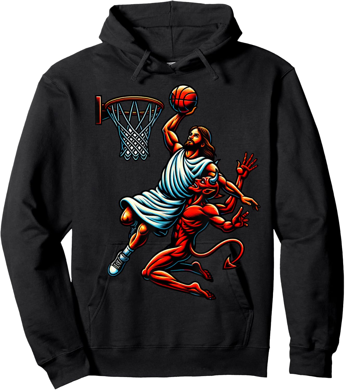 Jesus Dunking On The Devil Basketball Cool Bball Hoodie - Hoodie | Black