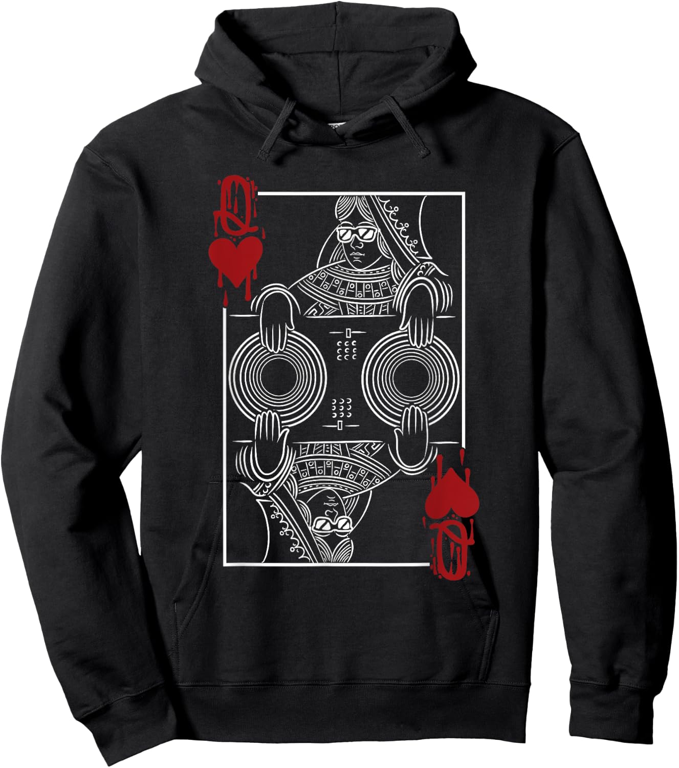 Queen Of Hearts Clubbing Disco Techno Outfit DJ Queen Card Hoodie - Hoodie | Black