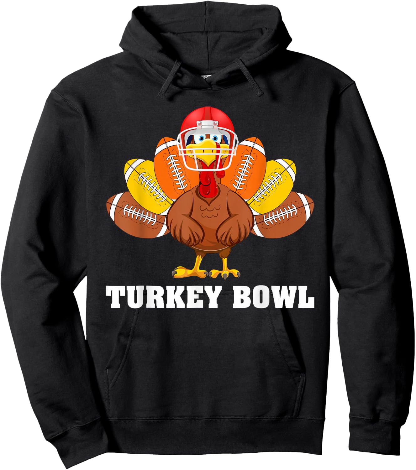 Funny Turkey American Football Bowl Thanksgiving Hoodie - Hoodie | Black