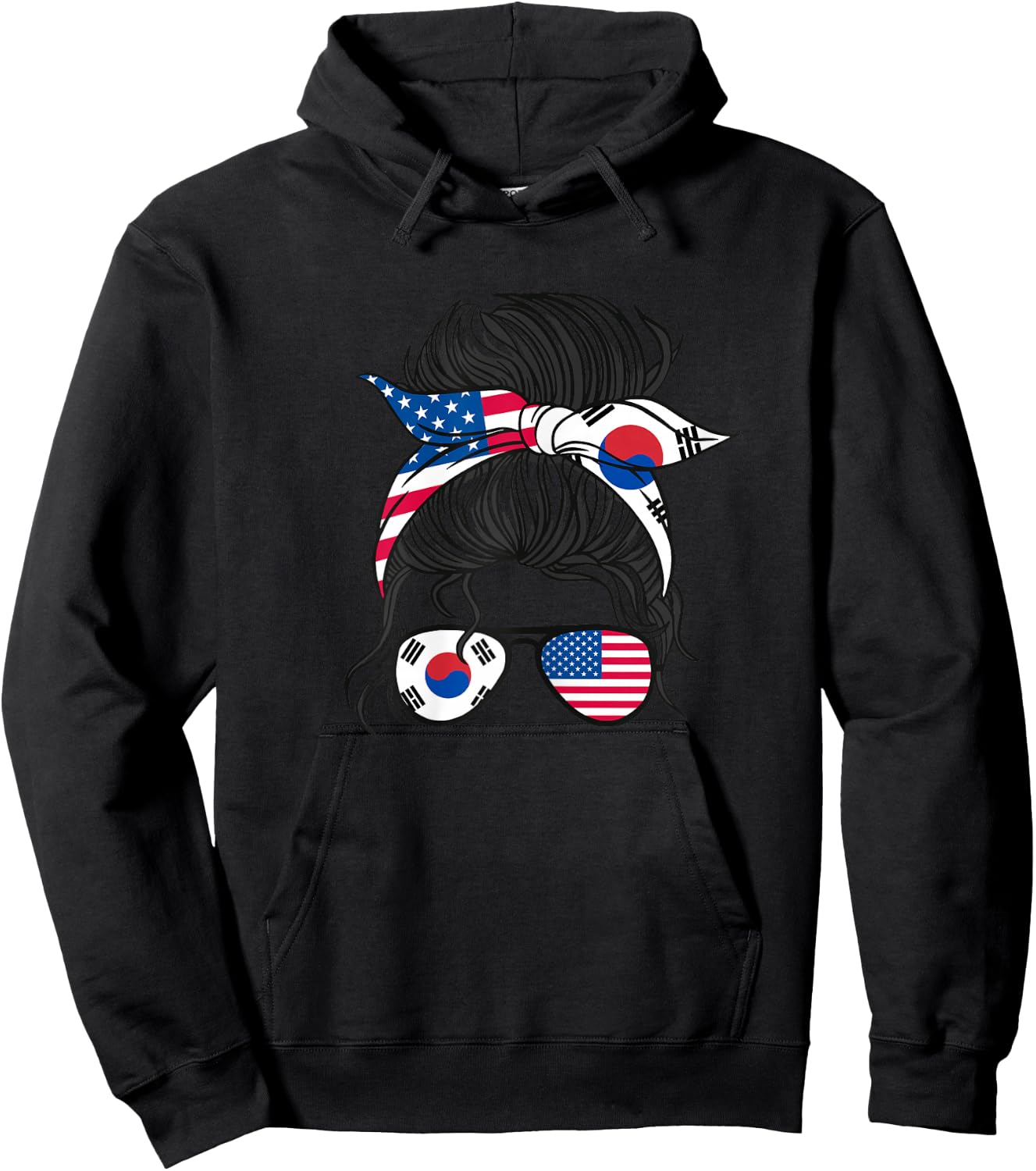 USA American south korean Girl Hoodie - Hoodie | Black