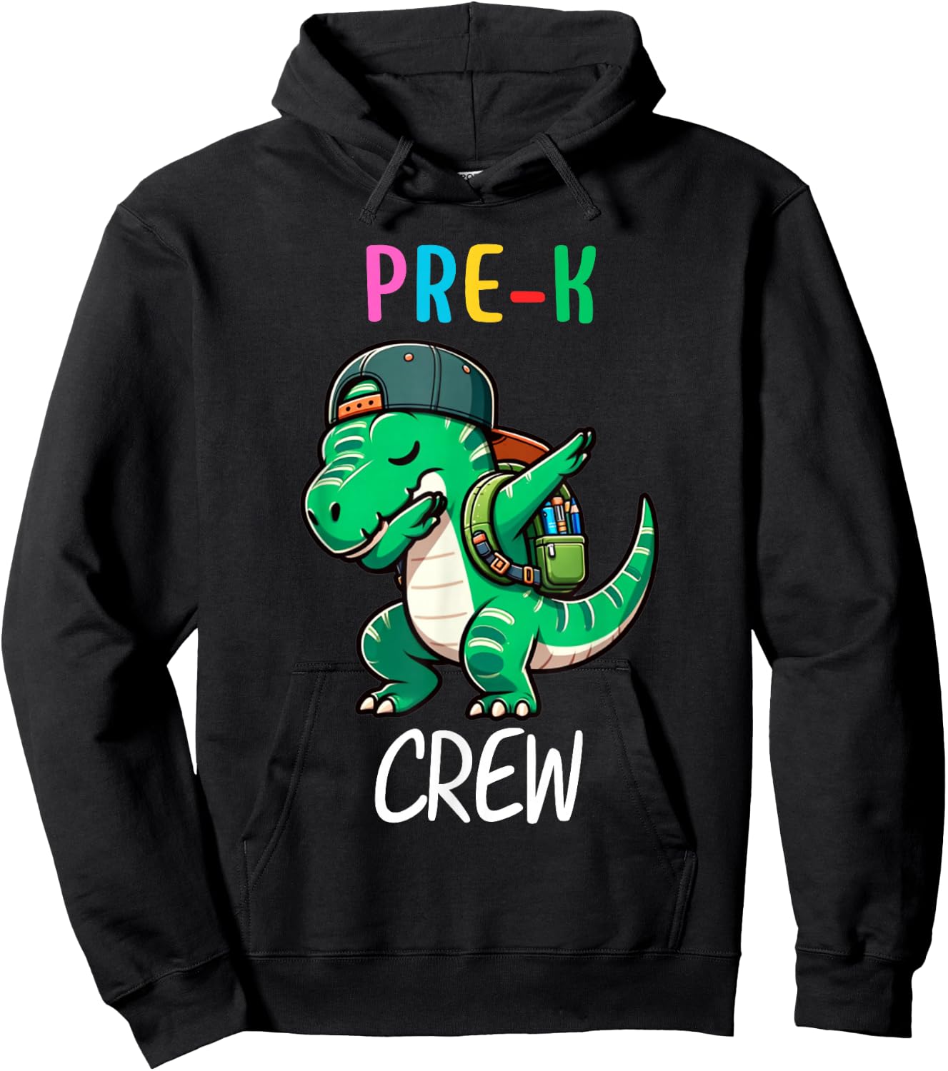 Pre-K Crew T-rex Dinosaur Dabbing Kids Funny Back To School Hoodie - Hoodie | Black