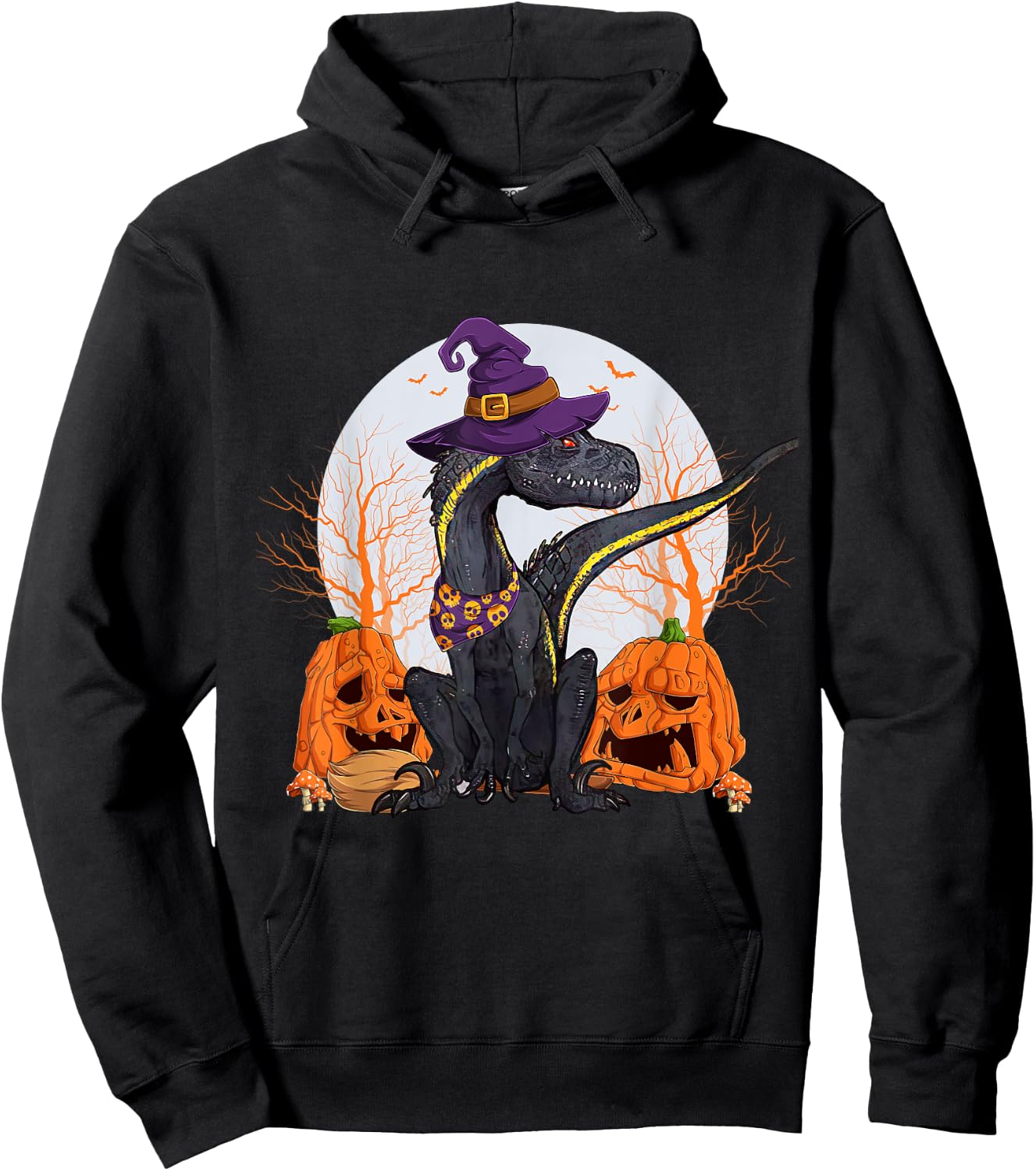 Indoraptor Halloween Cute Dinosaur and Pumpkin Funny Raptor Hoodie - Hoodie | Black
