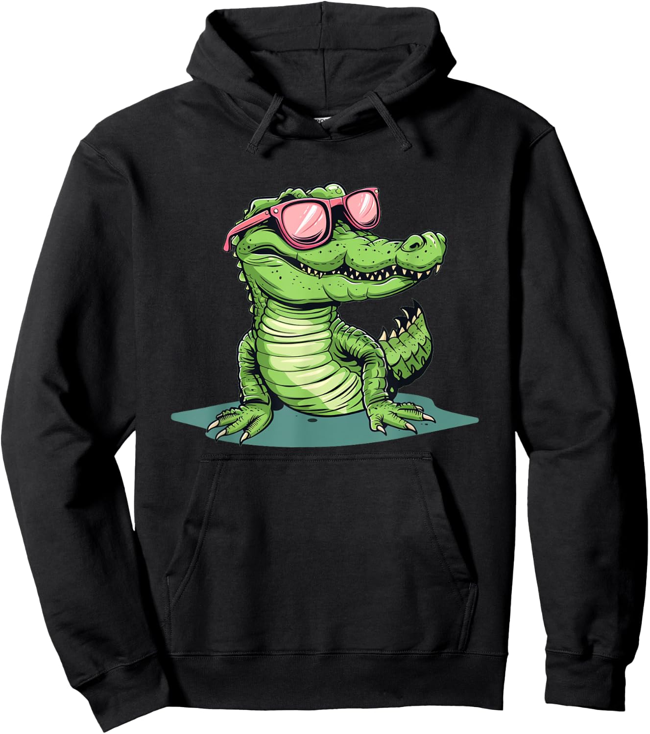 Funny pink Sunglasses Crocodile Hoodie - Hoodie | Black