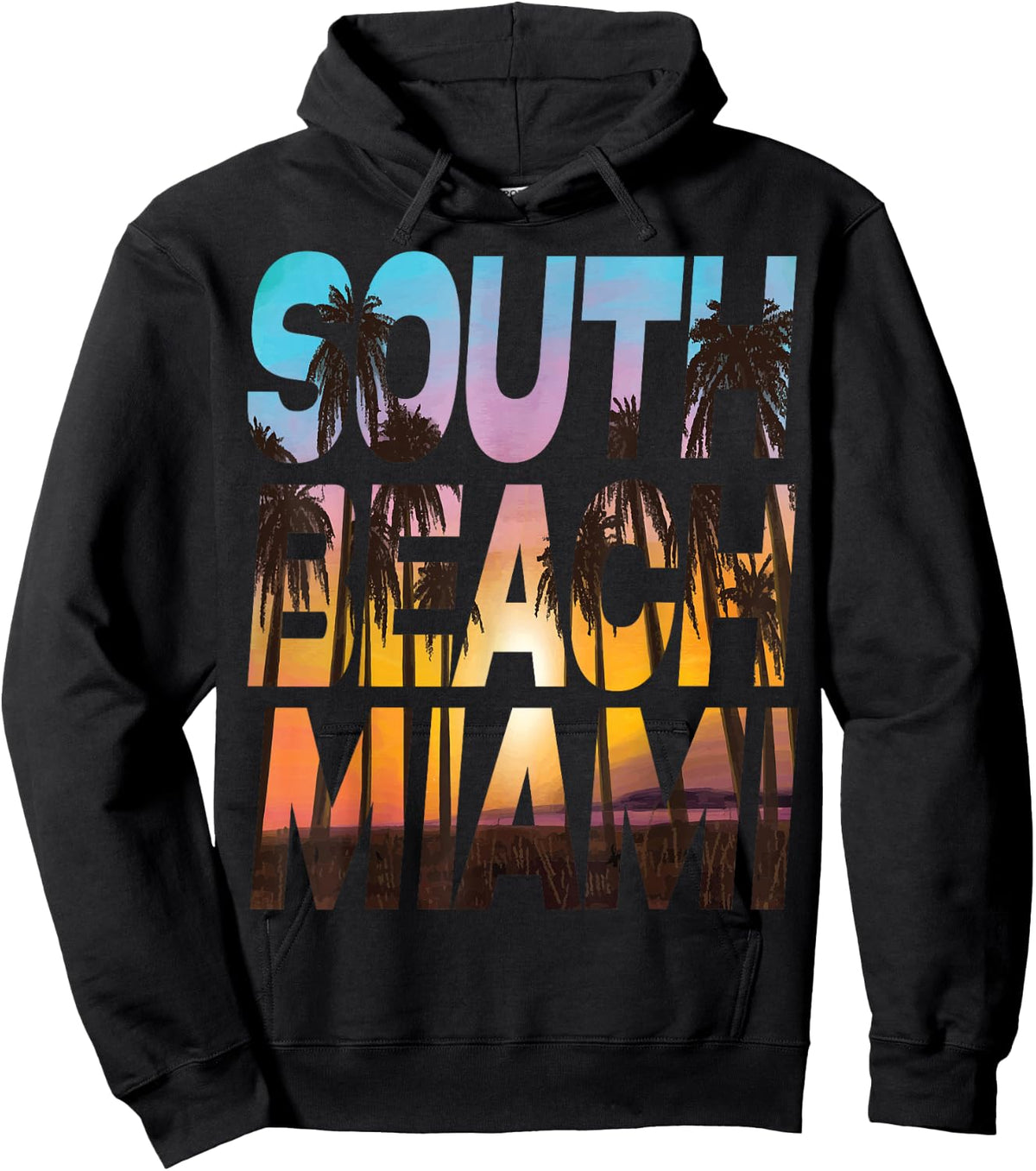South Beach Miami Sunset - I Love Miami Beach Souvenir Hoodie - Hoodie | Black