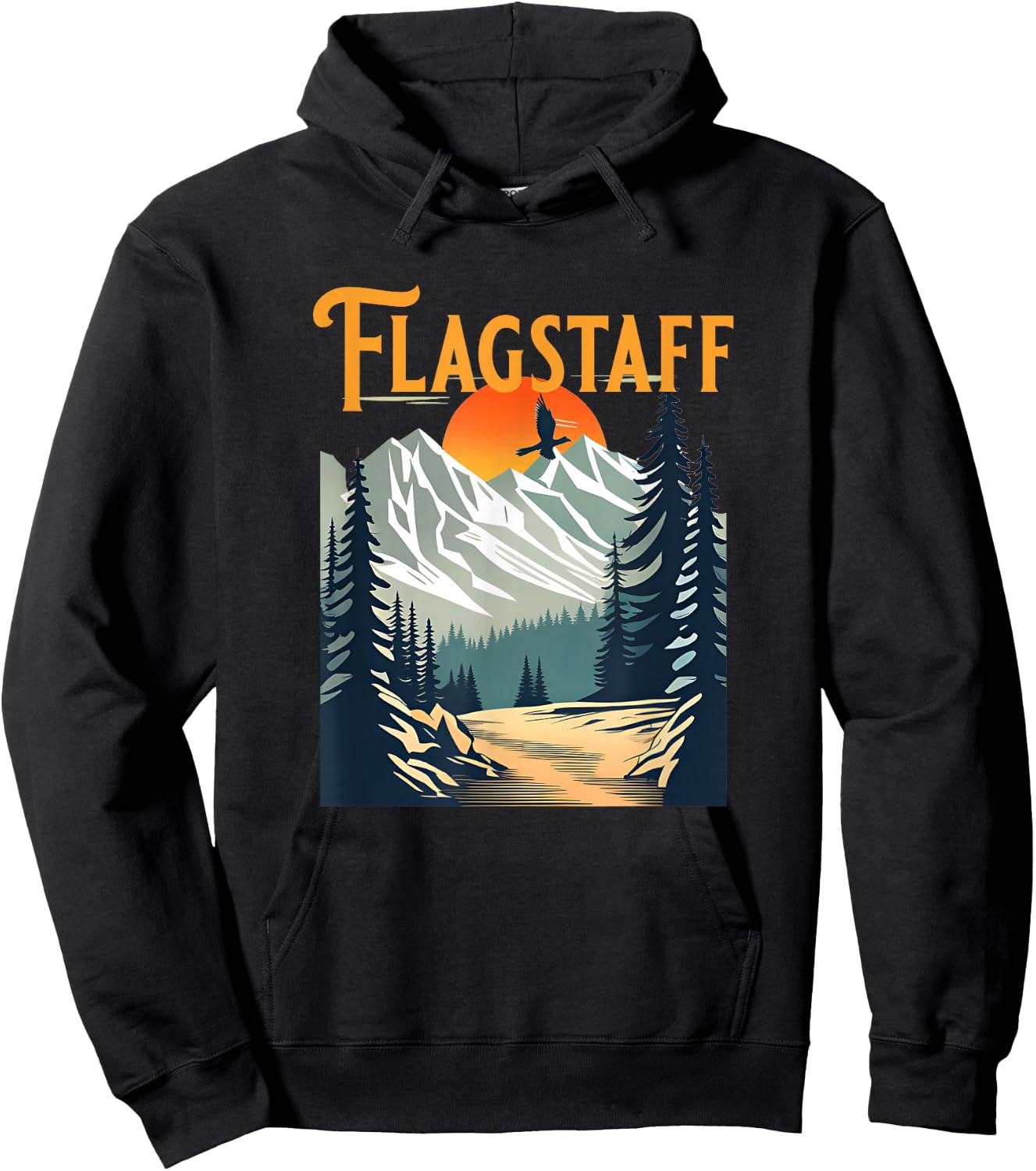 Vintage Flagstaff Souvenir Hiking Hoodie - Hoodie | Black