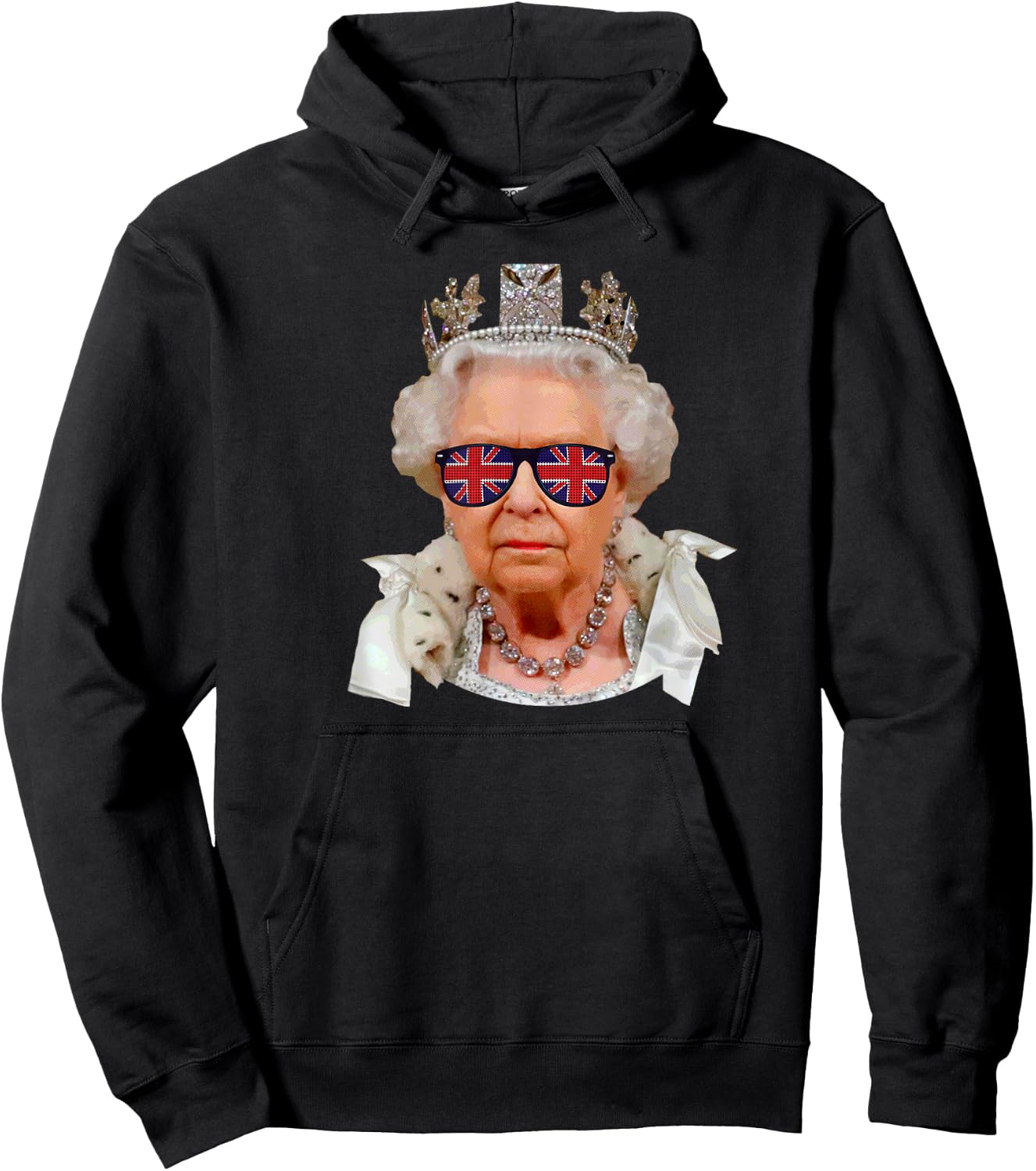 Elizabeth II Sunglasses British Union Jack Funny Queen Meme Hoodie - Hoodie | Black
