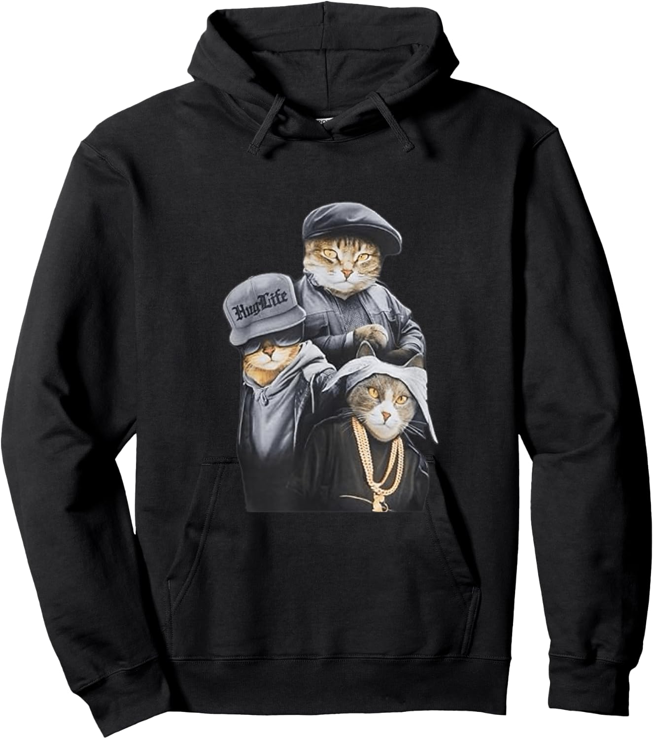 Funny Cat Trio Gangster Thug Cat Hoodie - Hoodie | Black