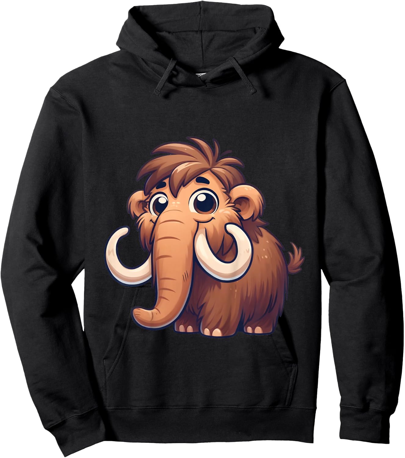 Toddlers Woolly Mammoth Cute Mammoth Cartoon Boys and Girls Hoodie - Hoodie | Black