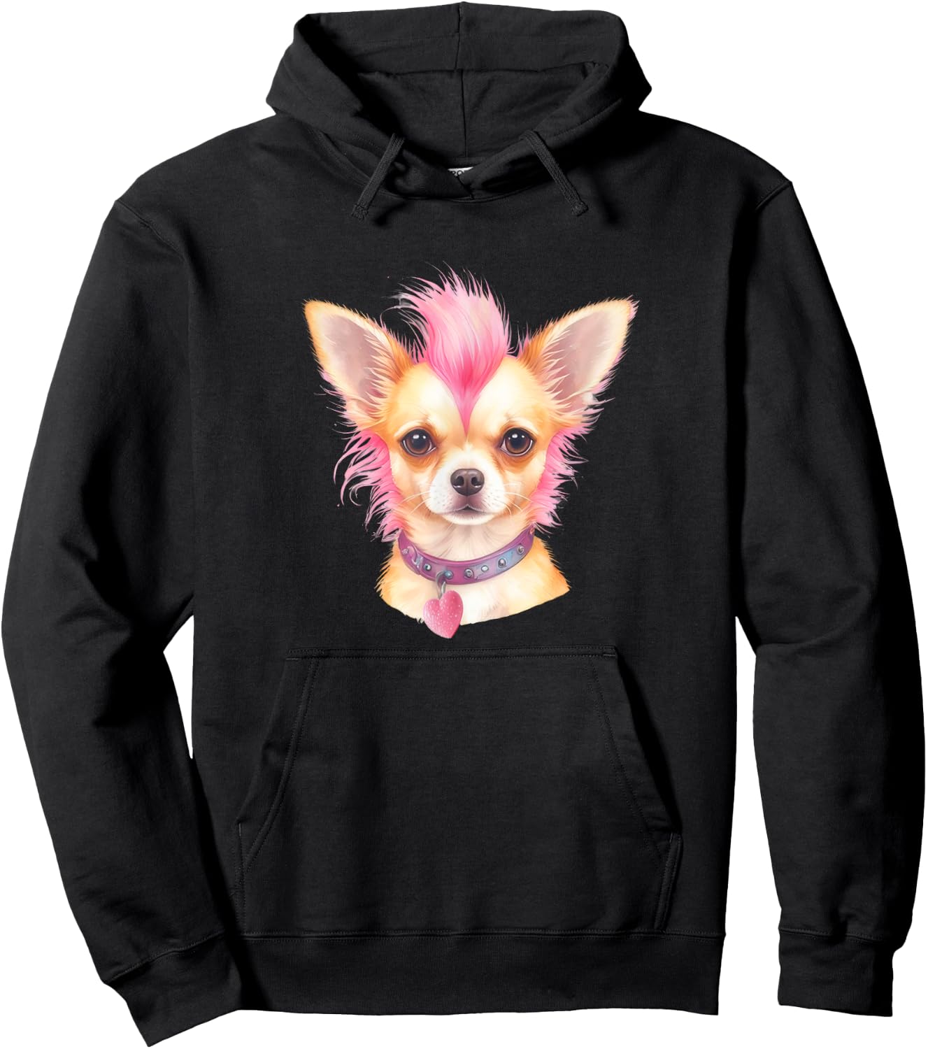 Pink Mohawk Punk Rock Musician Chihuahua Heart Pet Dog Love Hoodie - Hoodie | Black
