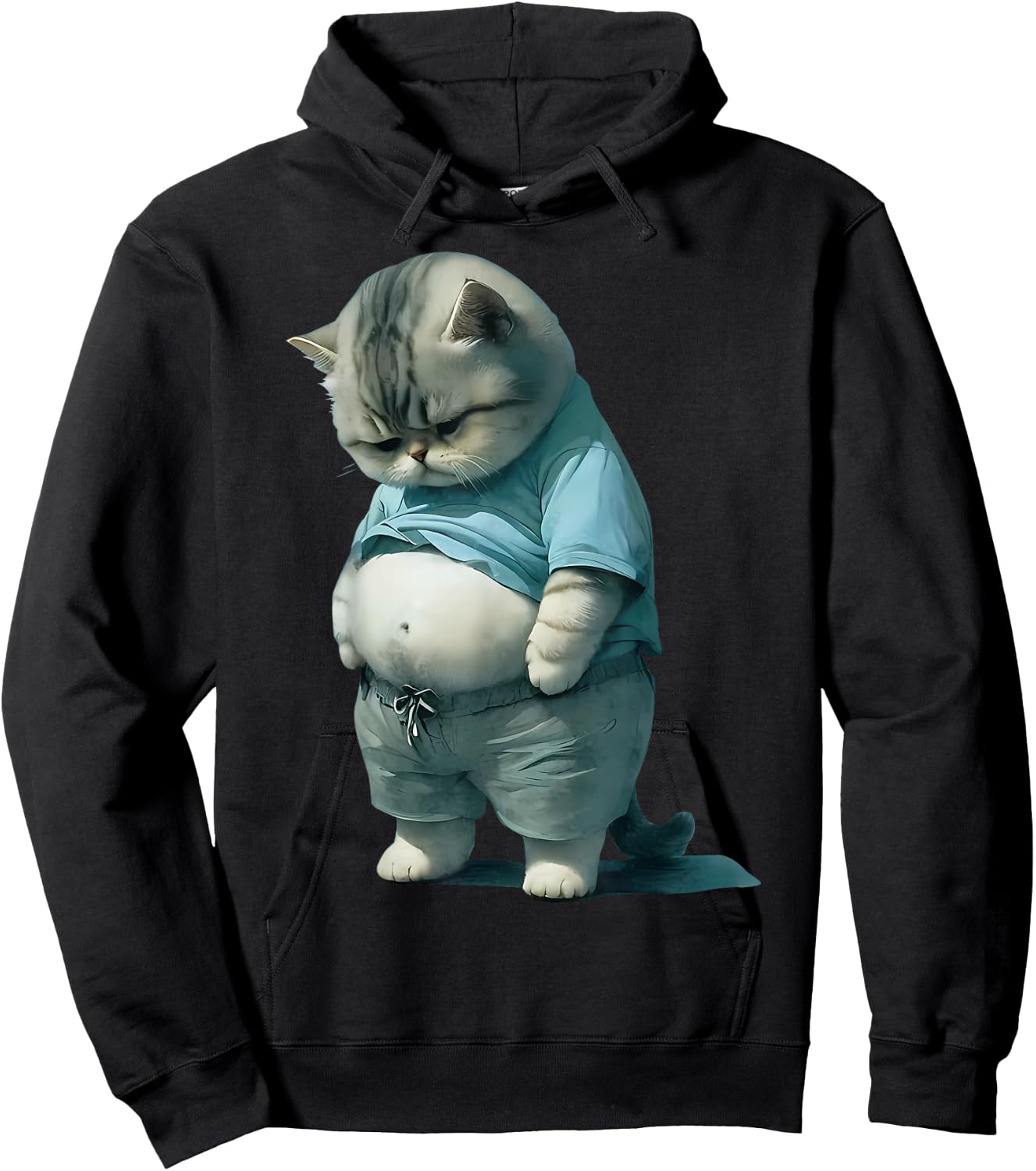 Funny Fat Cat Art Design Fat Kitten Cat Lover Hoodie - Hoodie | Black