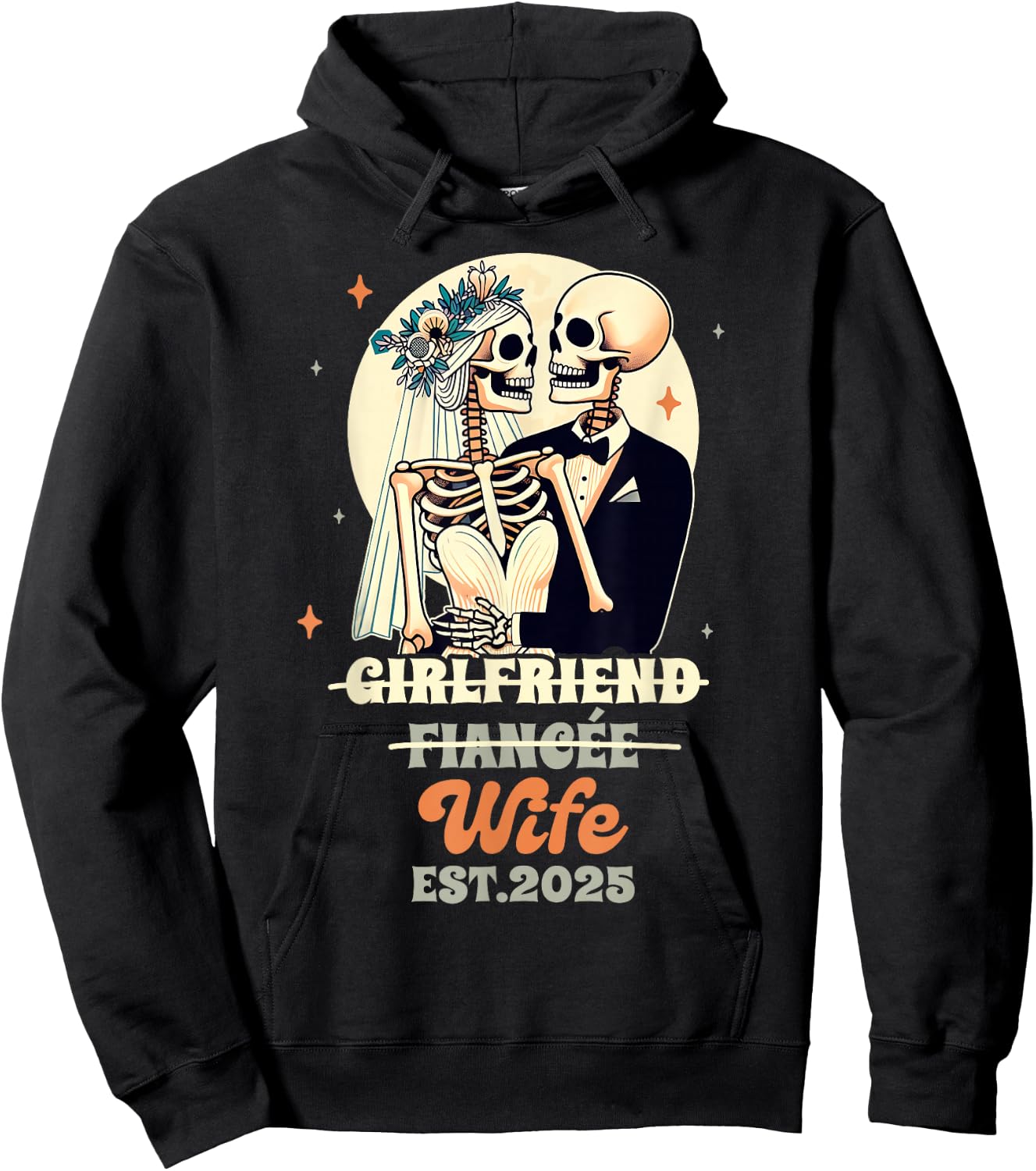 Wife & Husband Just Married Girlfriend Fiancee Wife Est 2025 Hoodie - Hoodie | Black