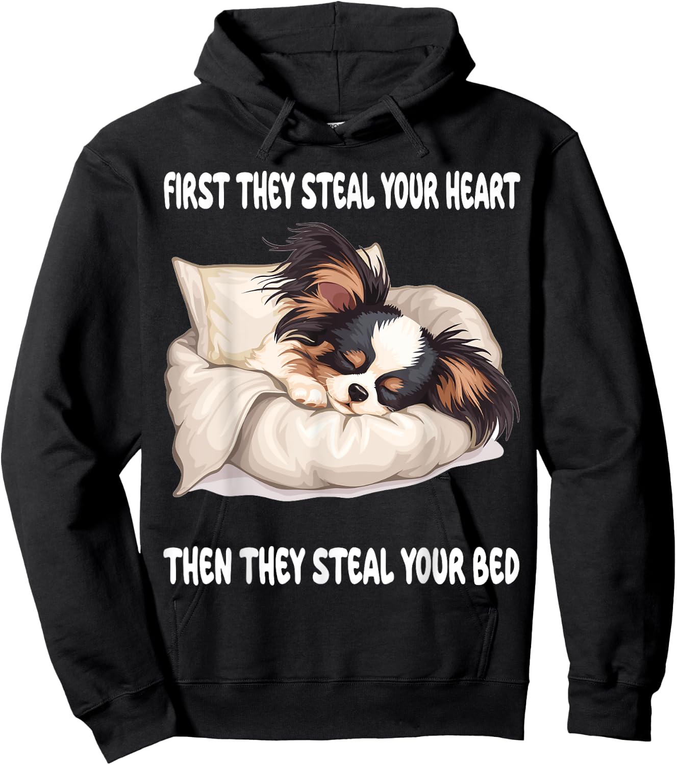 Papillon Sleeping Pajamas Nightgown Hoodie - Hoodie | Black
