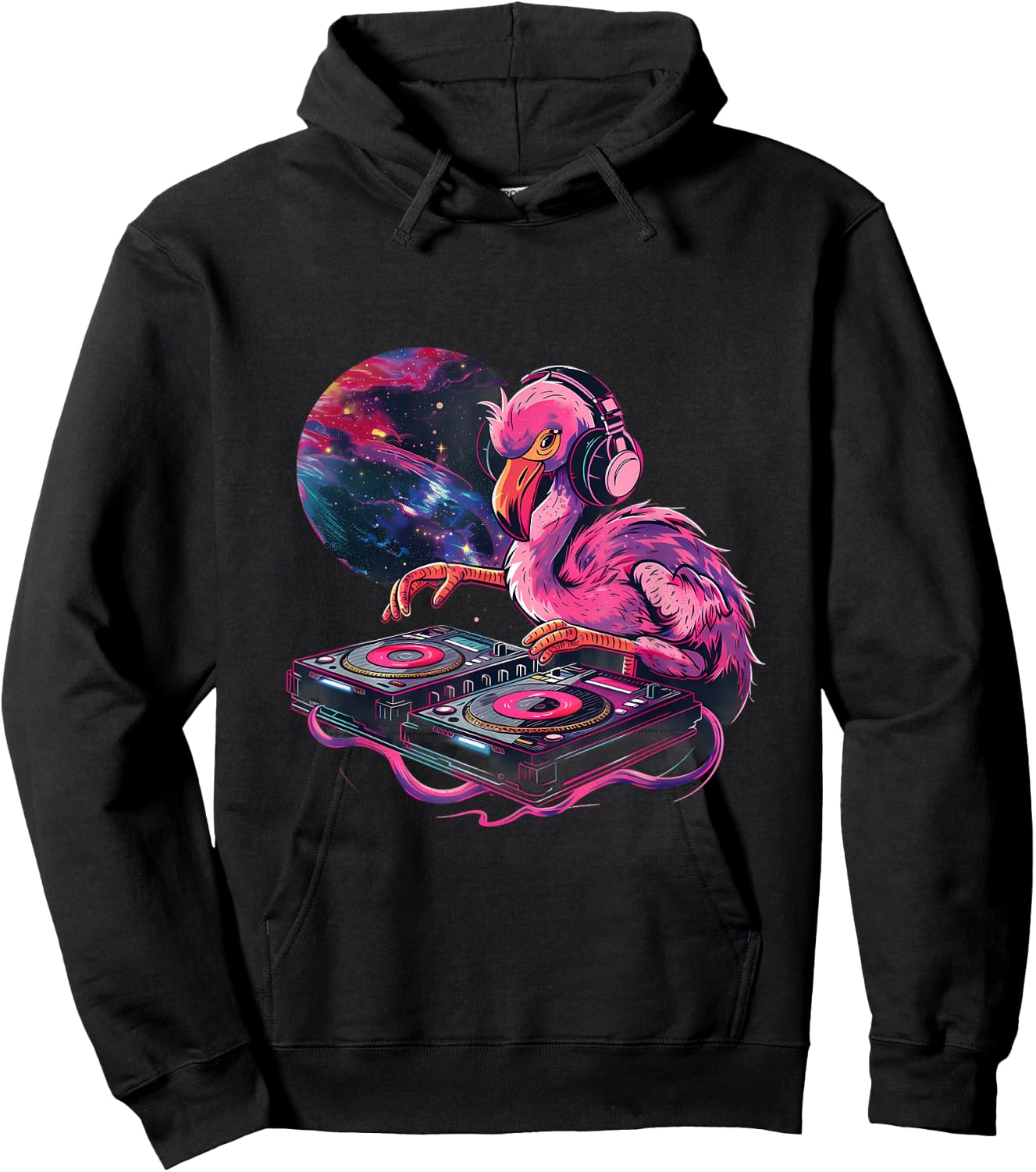 Flamingo DJ EDM Turntable DJ Flamingo Dance Club Beatmaker Hoodie - Hoodie | Black