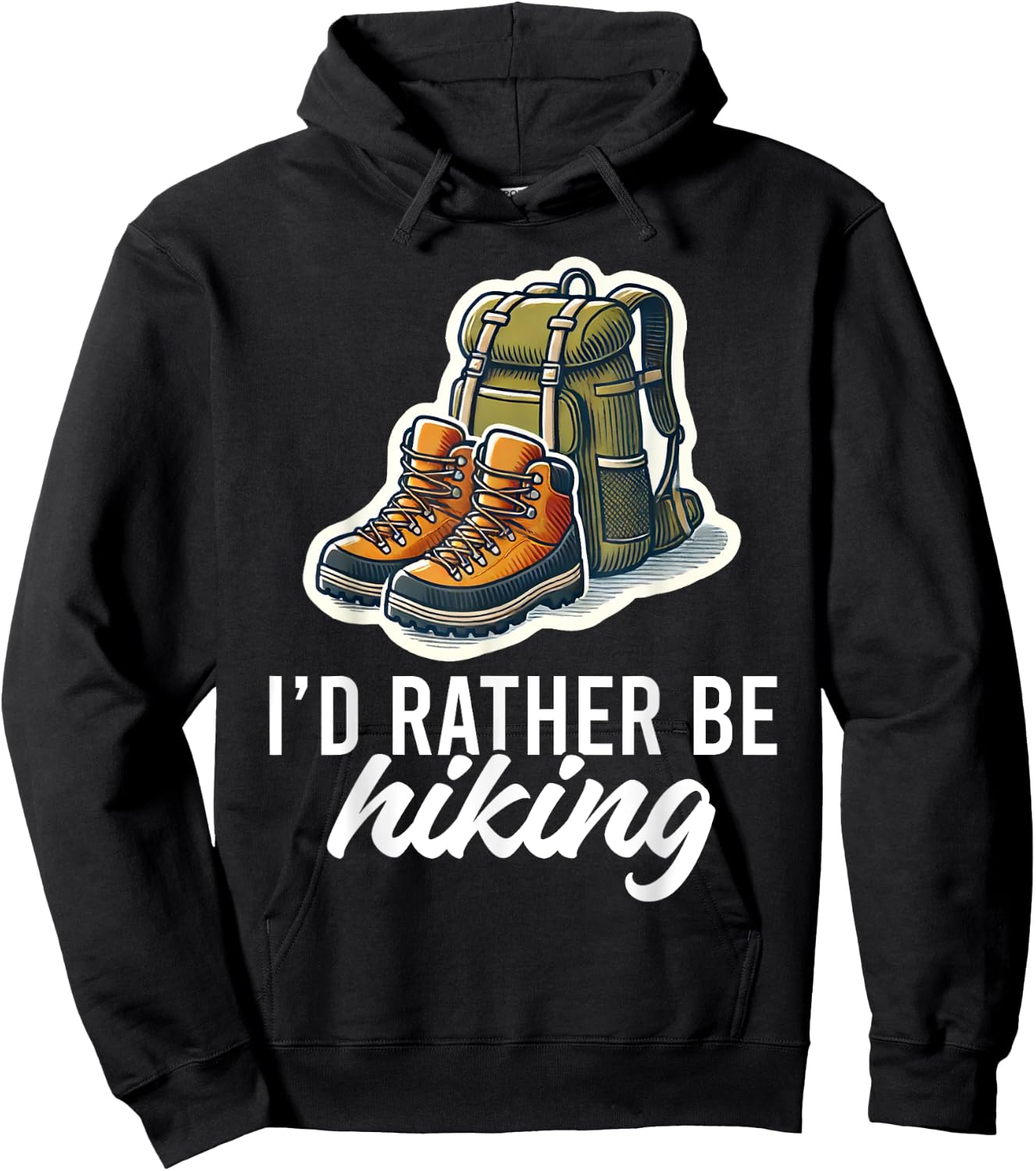 I'd Rather Be Hiking Mountain Hiking Nature Lover Graphic Hoodie - Hoodie | Black