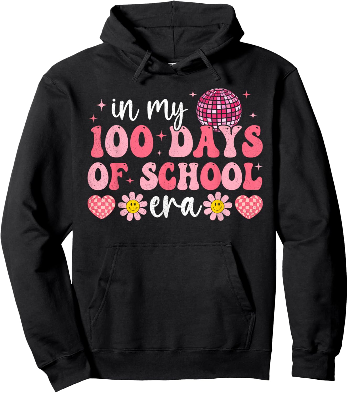 In My 100 Days Of School Era Groovy 100th Day Of School Kids Hoodie - Hoodie | Black