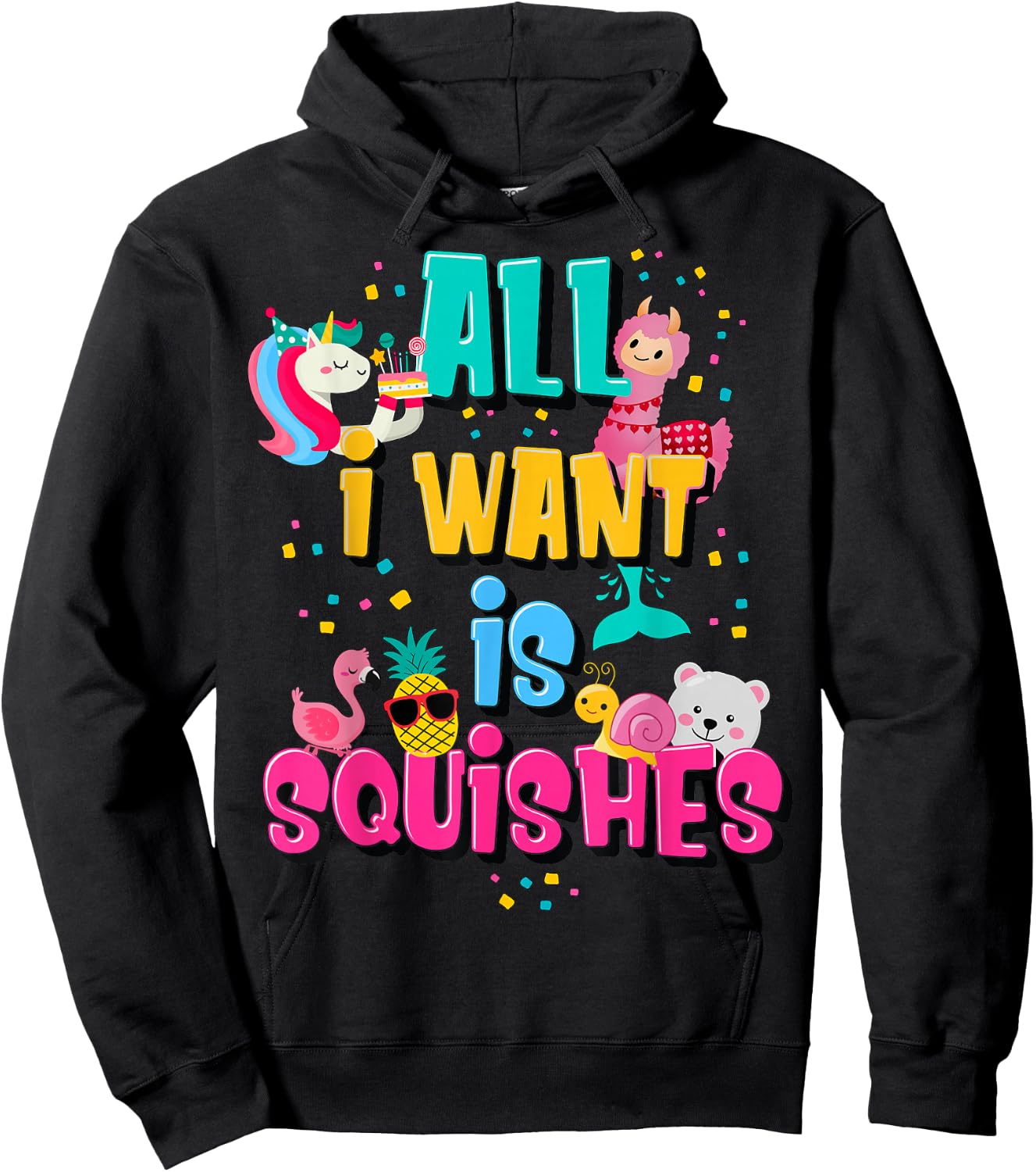 Girls Who Love A Squishy Colorful All I Want is Squishies Small Hoodie - Hoodie | Black