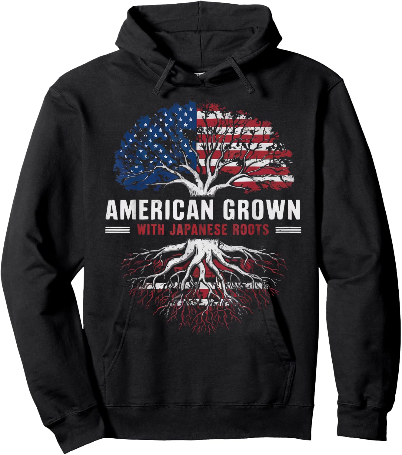 Half Japanese Half American USA Flag Japan America Hoodie - Hoodie | Black