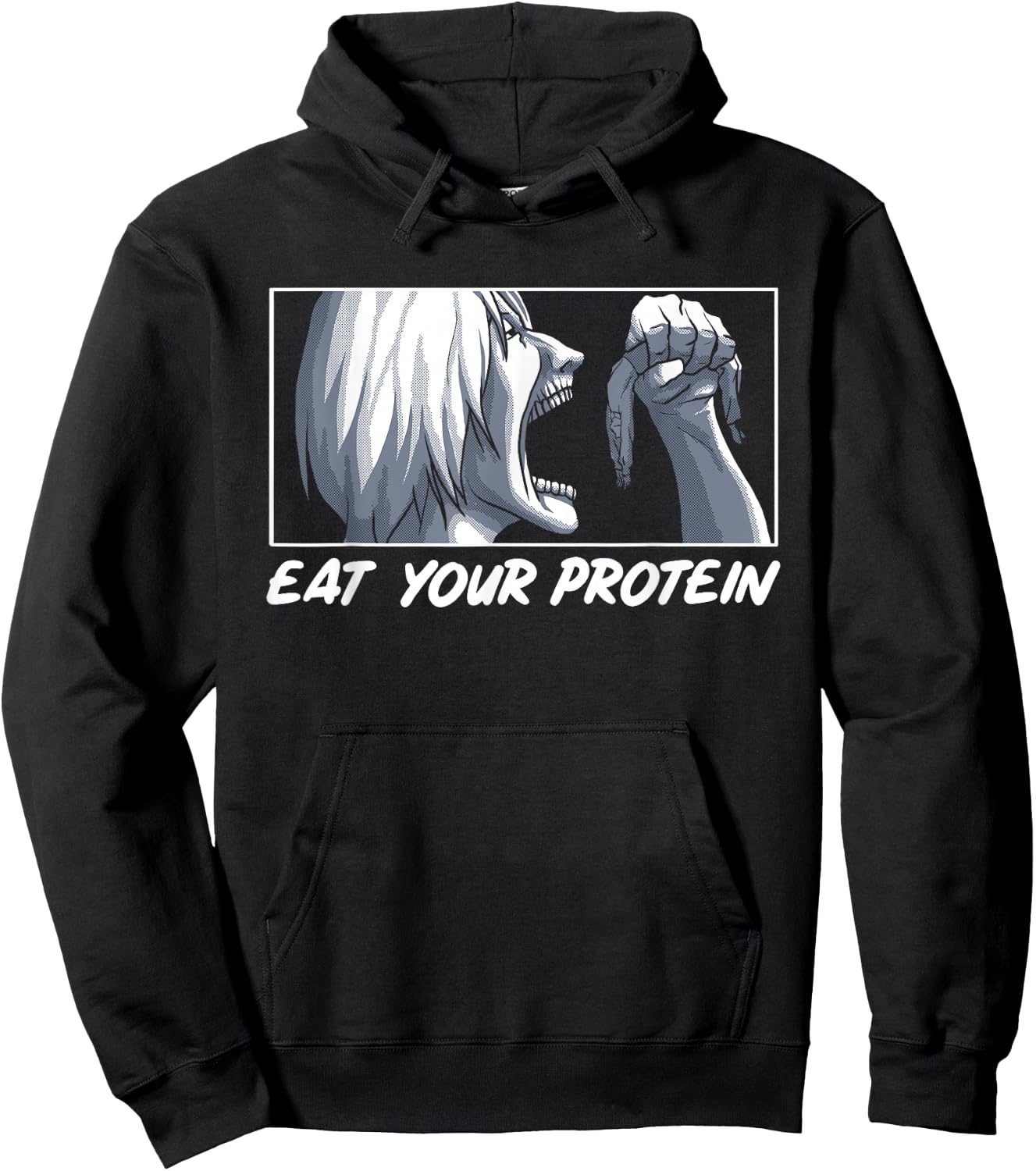 Eat Your Protein Anime Gym Manga Bodybuilding Fitness Anime Hoodie - Hoodie | Black