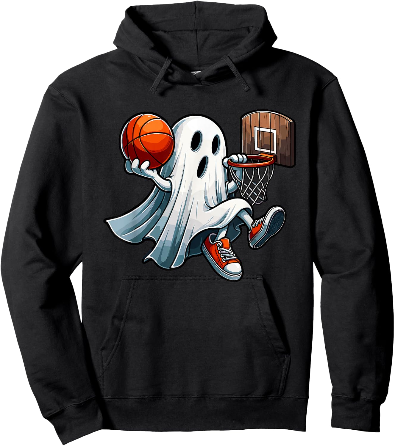 Ghost Playing Basketball Dunk Halloween Costume Sports Lover Hoodie - Hoodie | Black