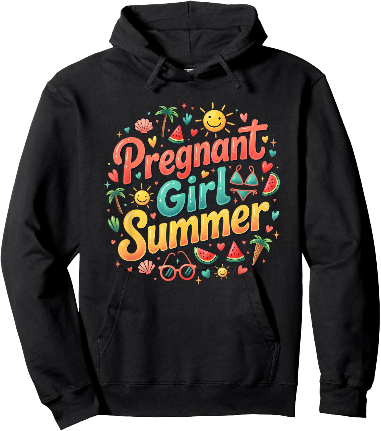 Pregnant Girl Summer Funny Baby Announcement Cute Mom Humor Hoodie - Hoodie | Black