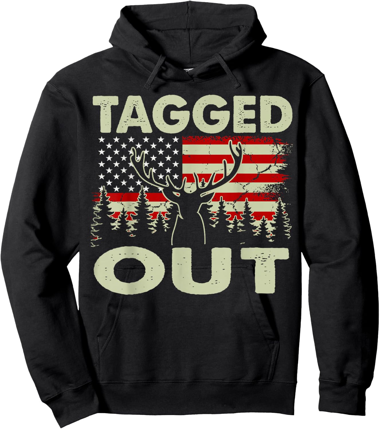 Tagged Out Funny Deer Hunting Gift Dad Hunter Son Daughter Hoodie - Hoodie | Black