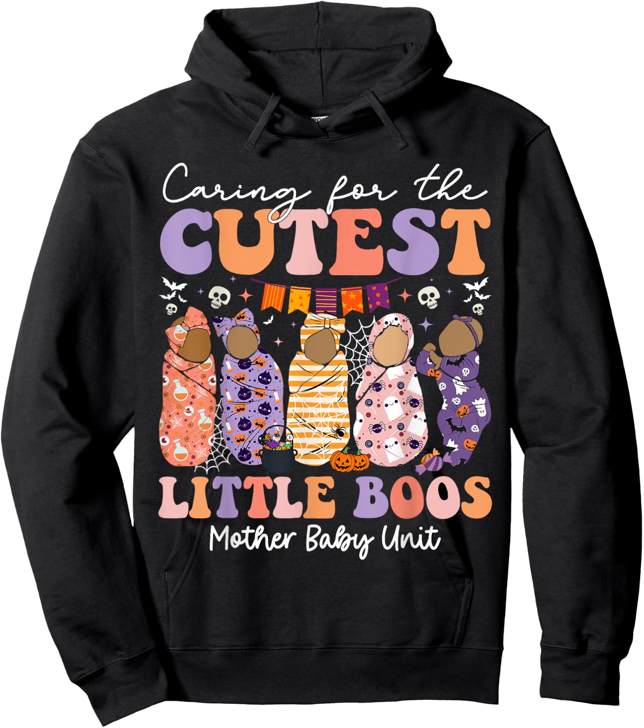 Caring For The Cutest Boos Mother Baby Unit Halloween Hoodie - Hoodie | Black