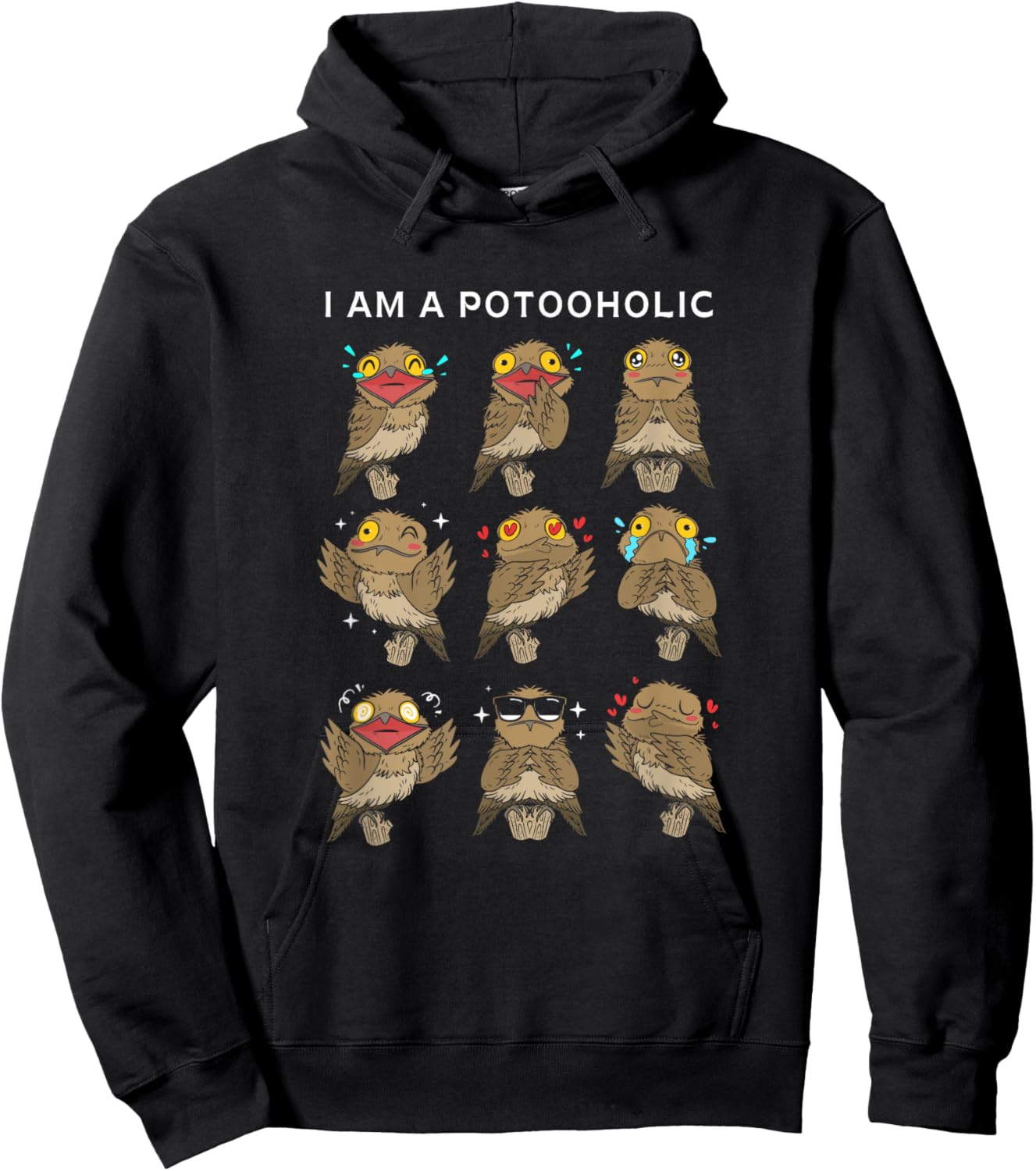 Funny Potoo Bird Watching Gifts For Potoos Lovers -Adult Classic Fit Black Short Sleeve Hoodie - Hoodie | Black