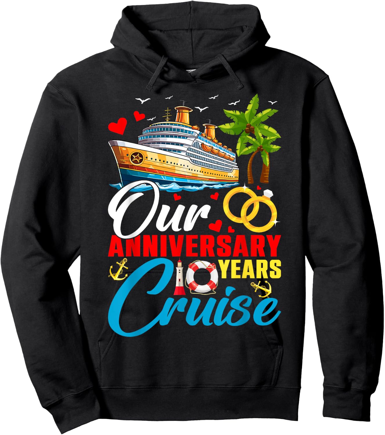 Our 10 Years Anniversary Cruise Husband Wife Couple Matching Hoodie - Hoodie | Black