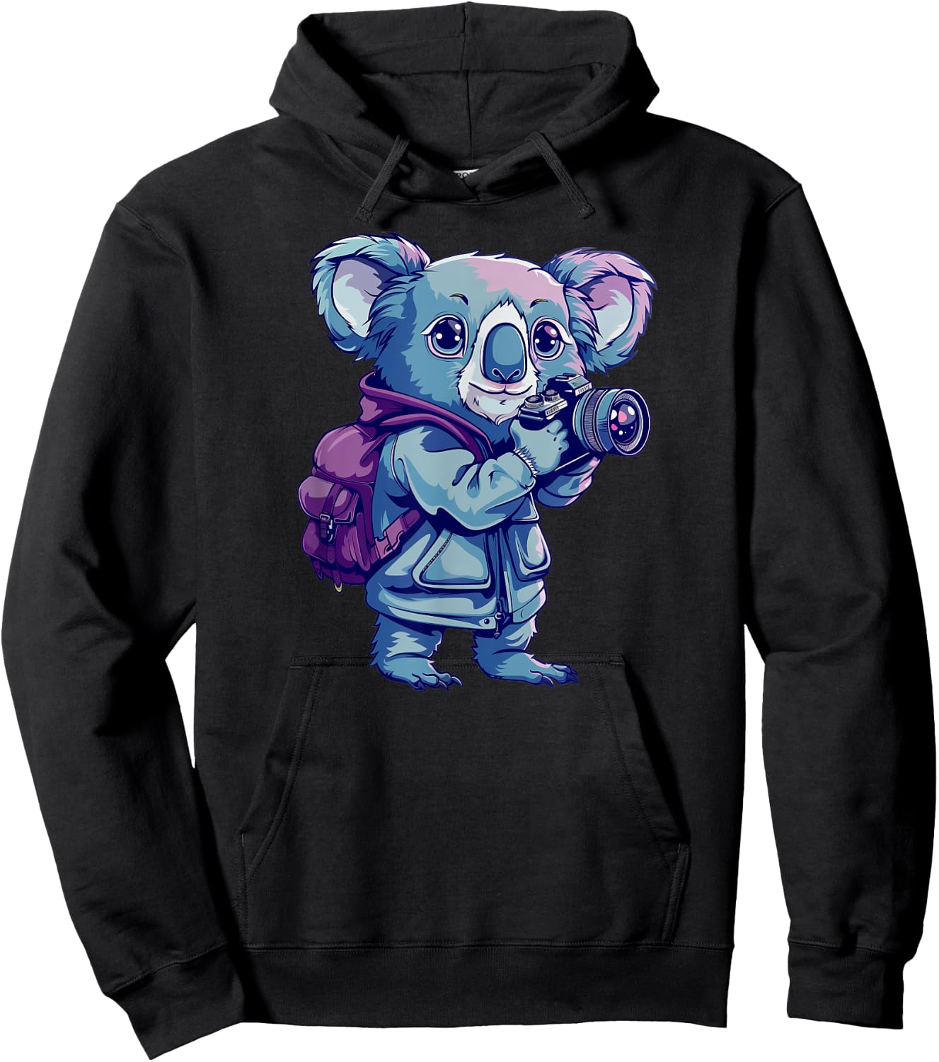 Koala With A Camera - Cute Koala Bear Photographer Hoodie - Hoodie | Black