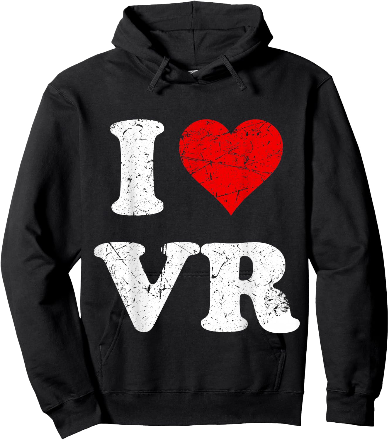 Virtual Reality Distressed Grunge Worn Out Style I Love VR Hoodie - Hoodie | Black