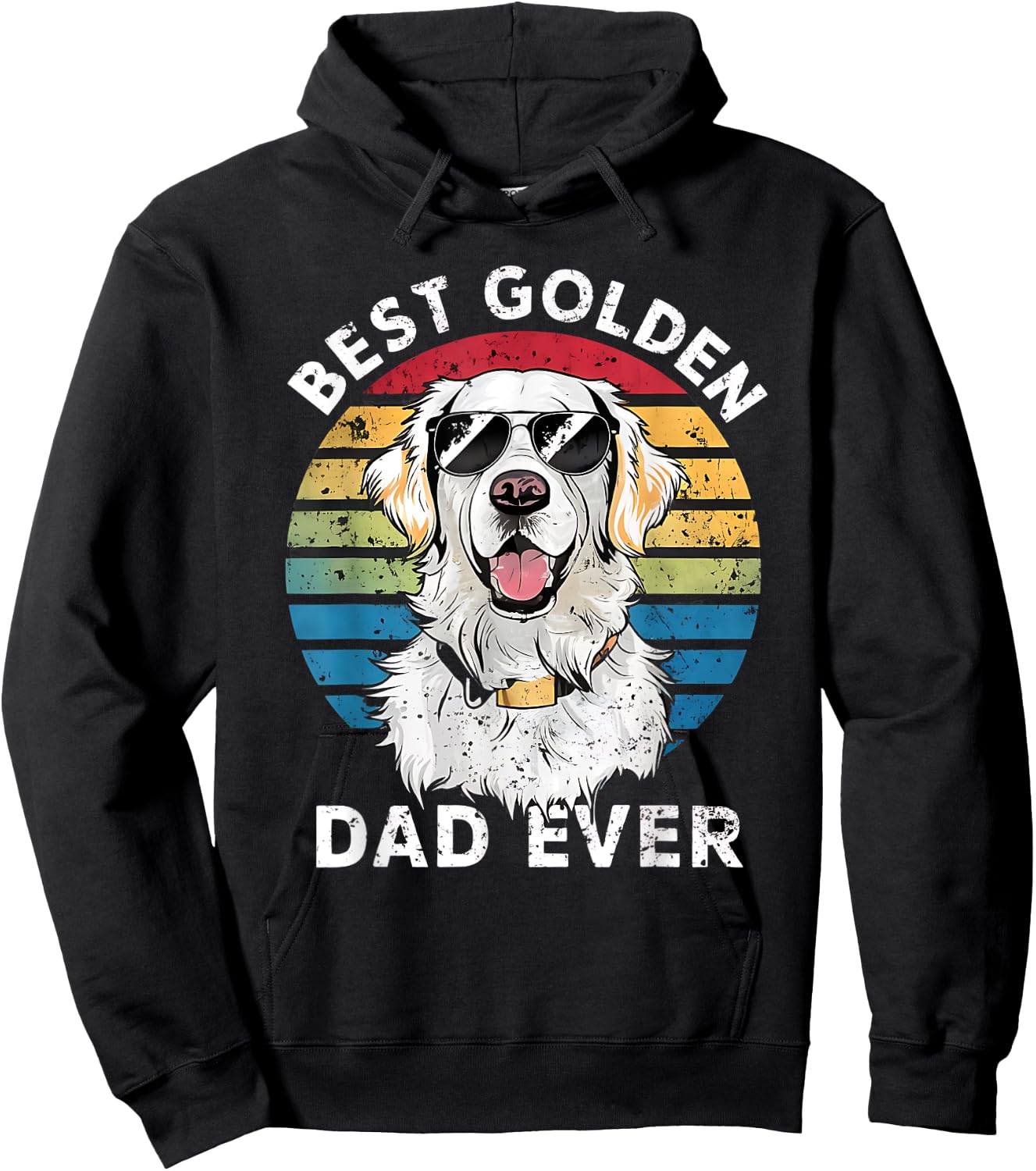 Best Golden Dad Ever White English Cream Golden Retriever Hoodie - Hoodie | Black