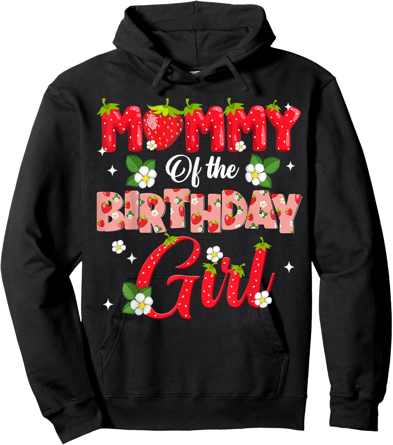 Mom Dad Mommy Birthday Girl Strawberry Berry Sweet One Two Hoodie - Hoodie | Black