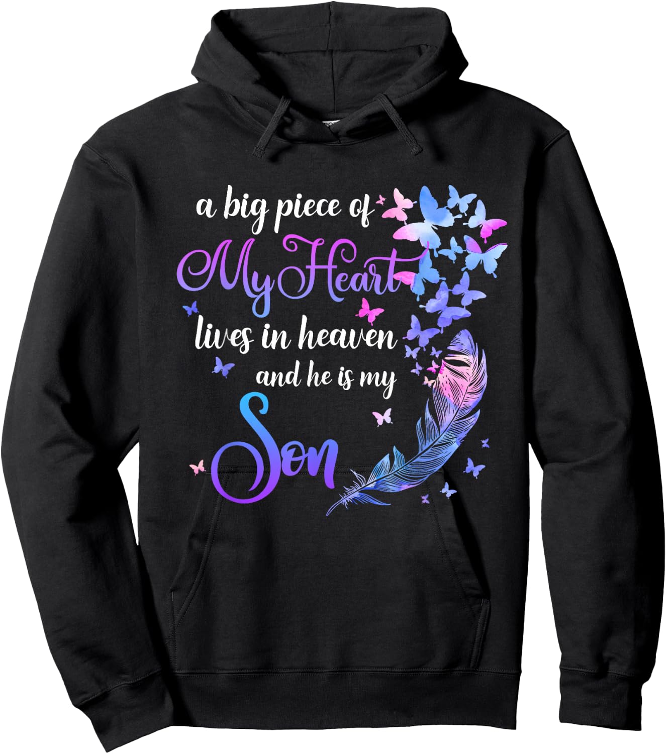 My Son Lives in Heaven Memorial Quotes Love Mom Dad Matching Hoodie - Hoodie | Black