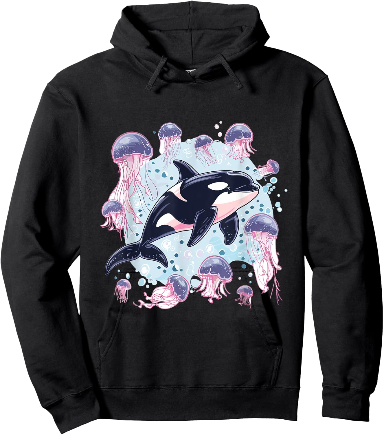 Orca Whale Jellyfish Graphic Hoodie - Hoodie | Black