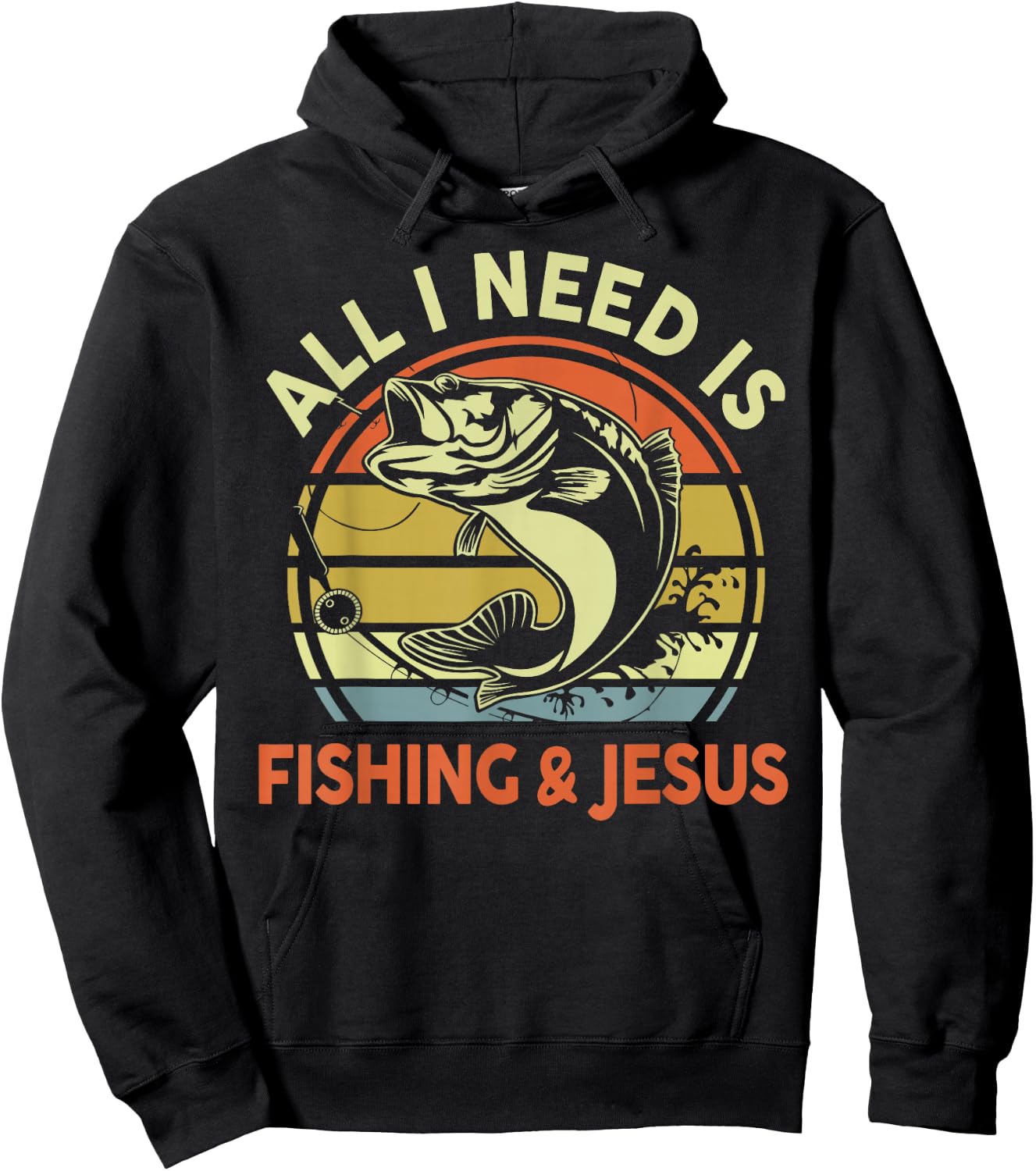 All I Need Is Fishing Jesus Funny Christian Fishing Bass Dad Hoodie - Hoodie | Black