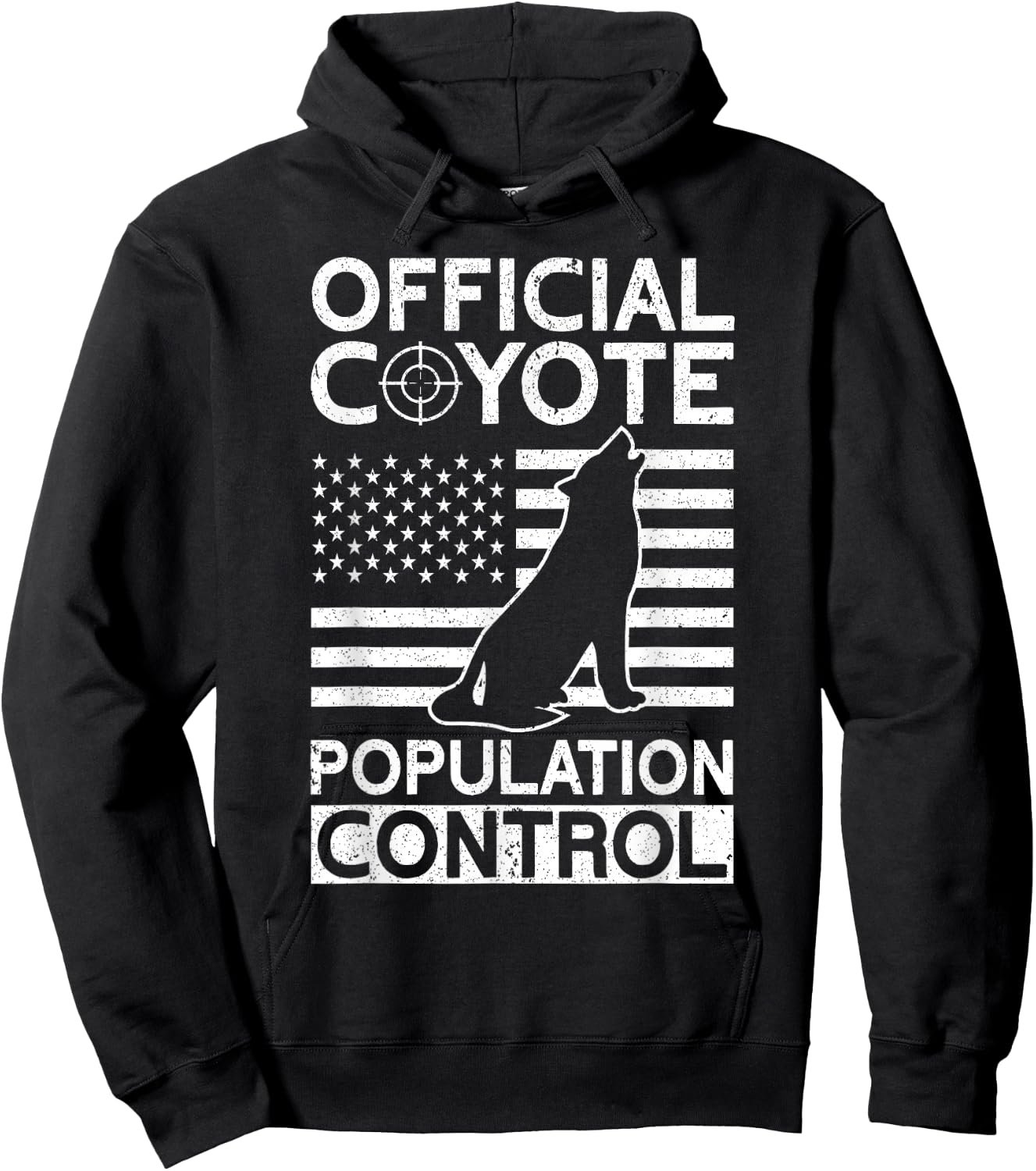 Official Coyote Population Control Yote Funny Coyote Hunting Hoodie - Hoodie | Black