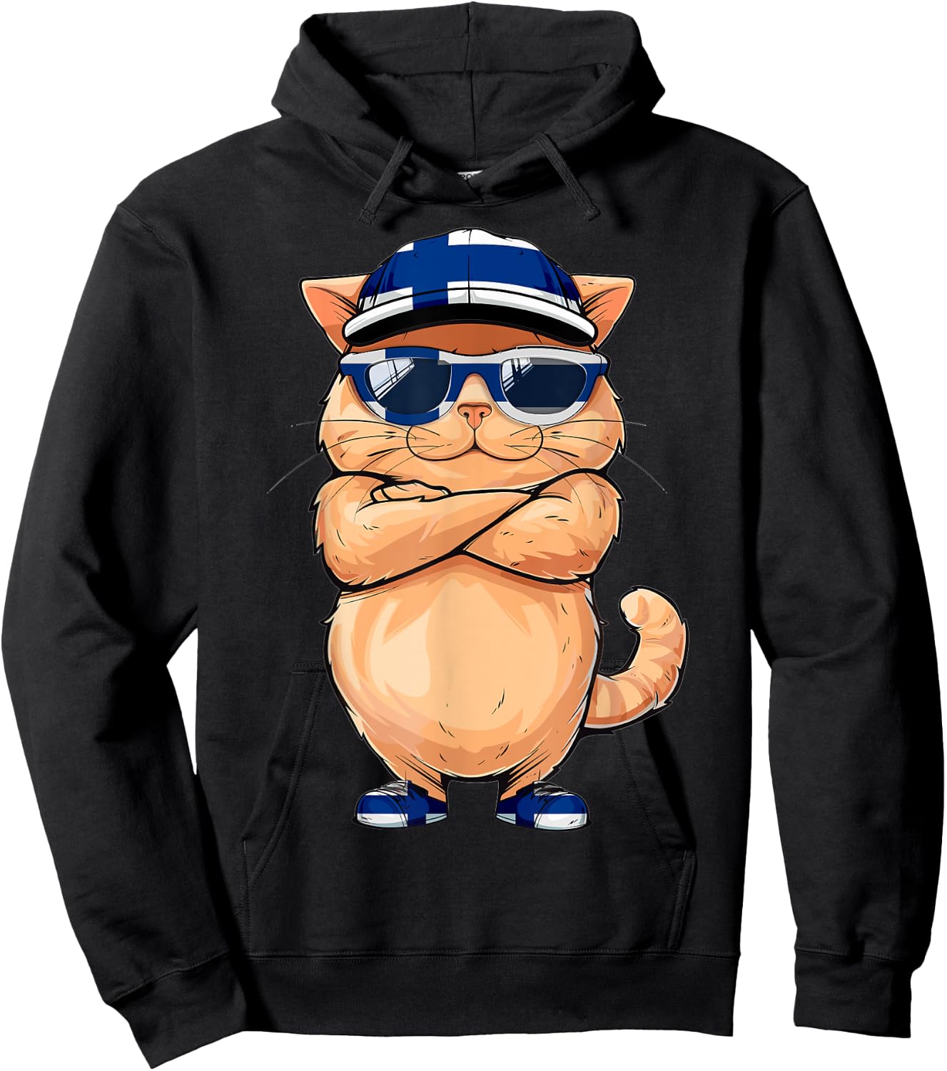 Finnish Flag Cat Mom Souvenirs Products Kitten Finland Hoodie - Hoodie | Black