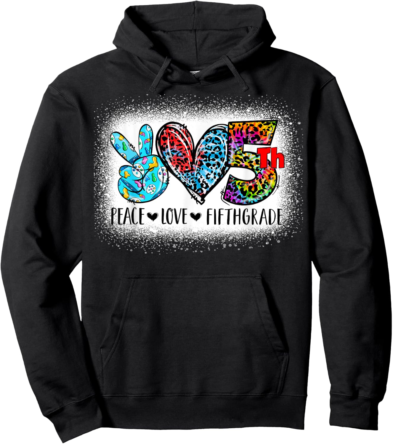 Peace Love Fifth Grade Back To School Team 5th Grade Squad Hoodie - Hoodie | Black
