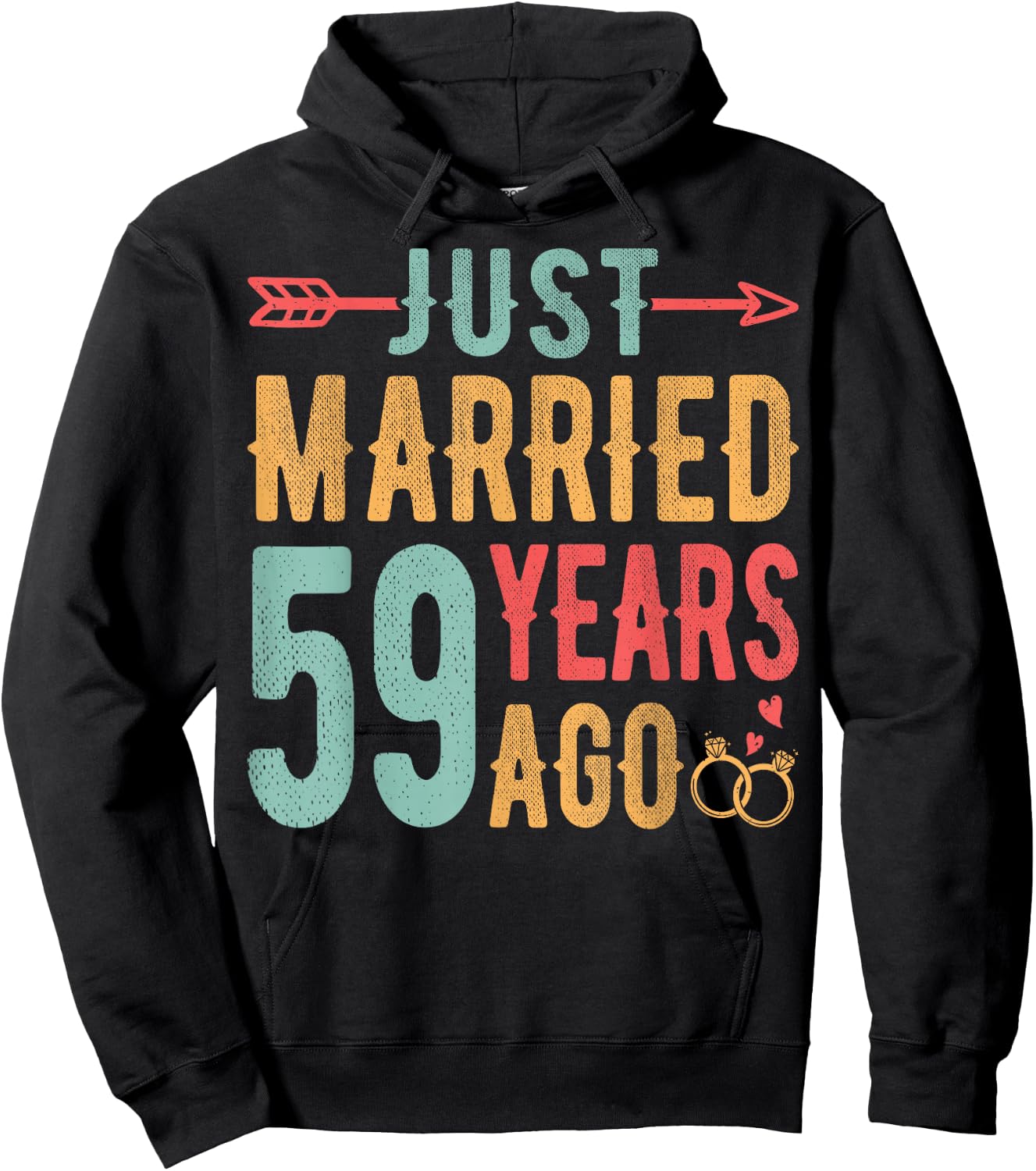 Just Married 59 Years Ago - 59th Wedding Anniversary Couple Hoodie - Hoodie | Black